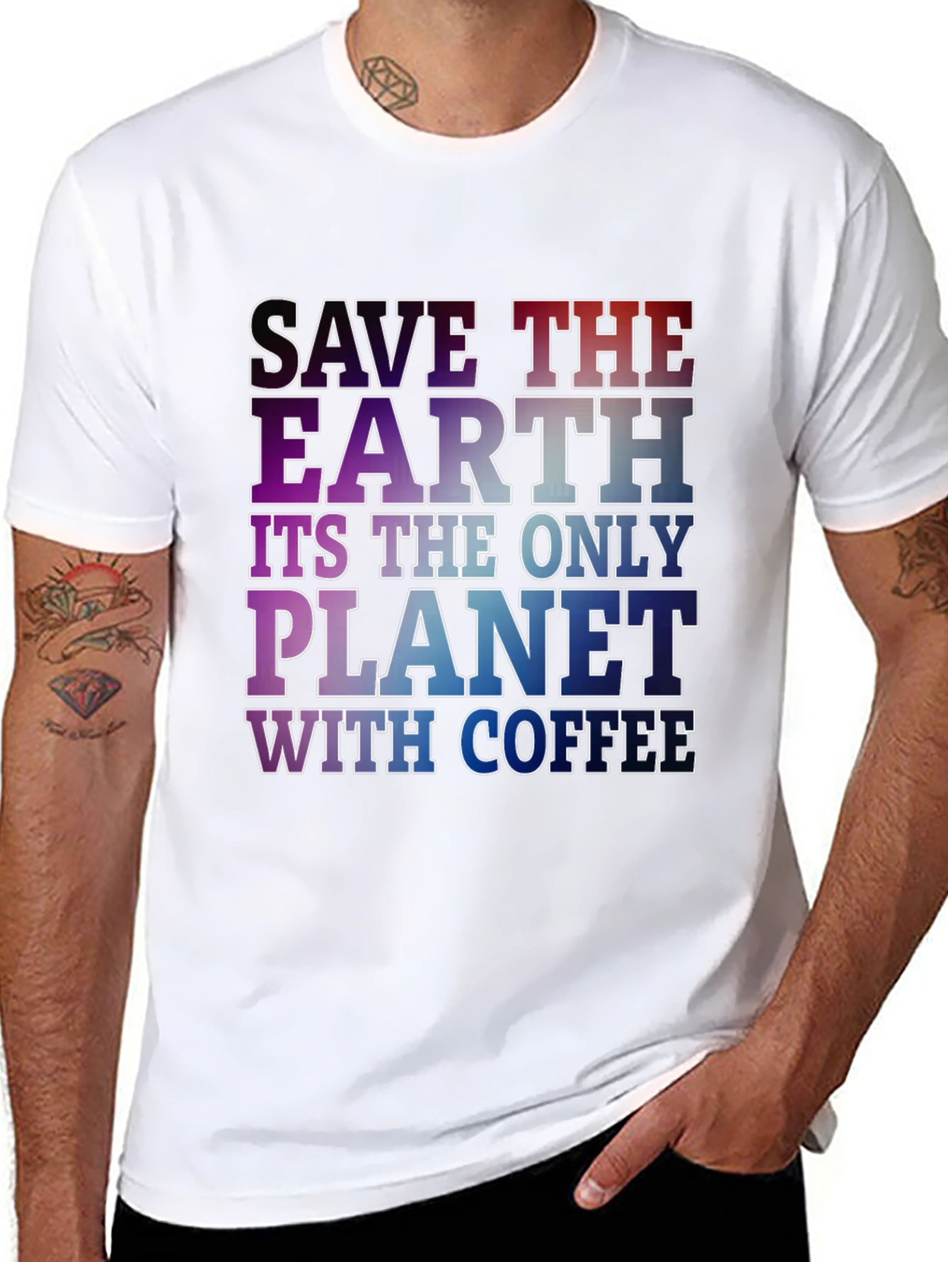 Save The Earth Coffee Planet Black T-Shirt