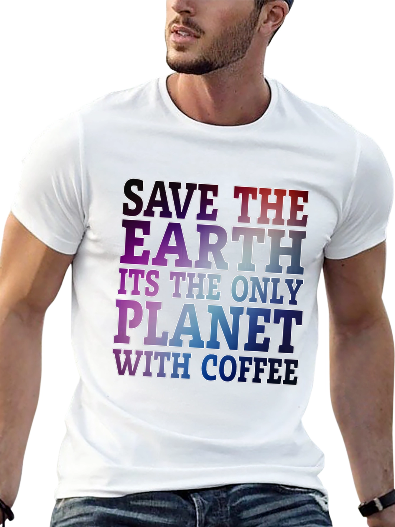 Save The Earth Coffee Planet Black T-Shirt