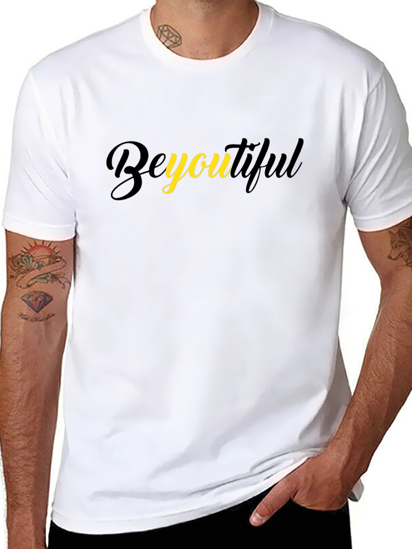 BeYOUtiful Black Cotton Graphic Tee