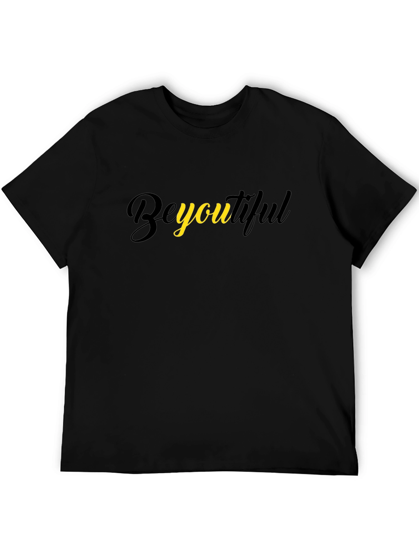 BeYOUtiful Black Cotton Graphic Tee