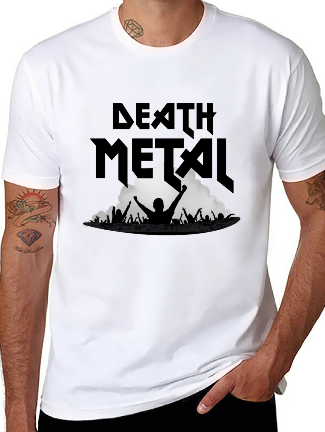 Death Metal Band Concert Graphic Tee - Black