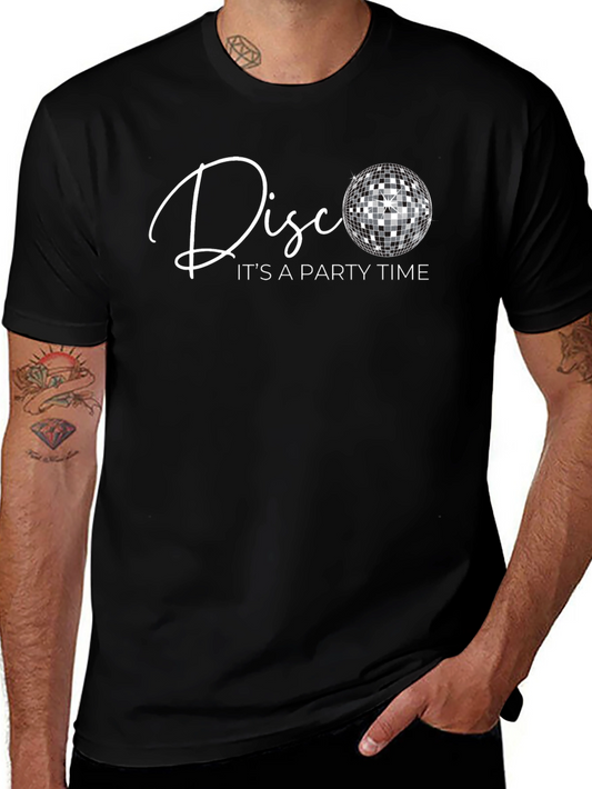 Disco Party Time Black Graphic Tee