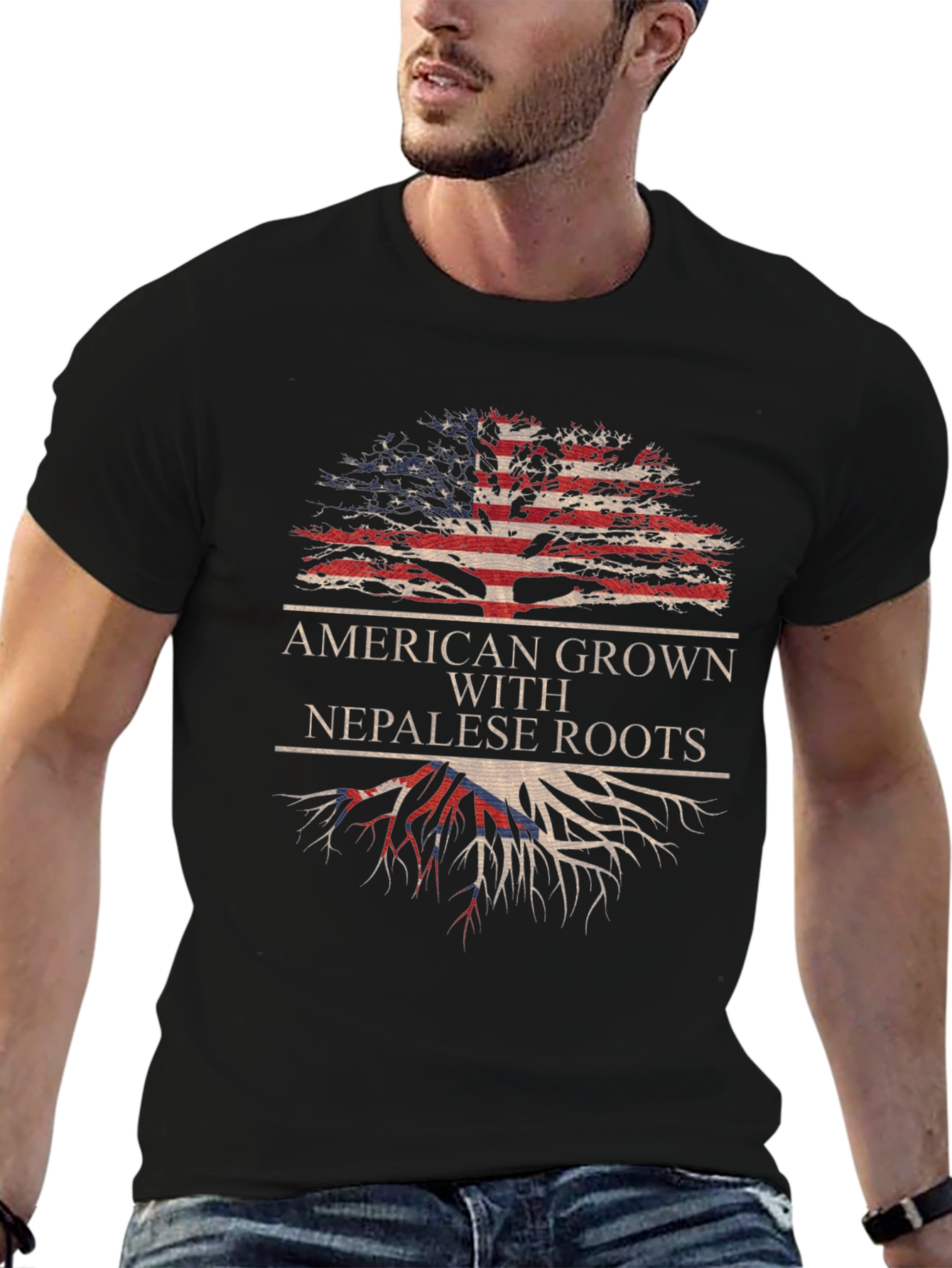 American Grown with Nepalese Roots Graphic T-Shirt