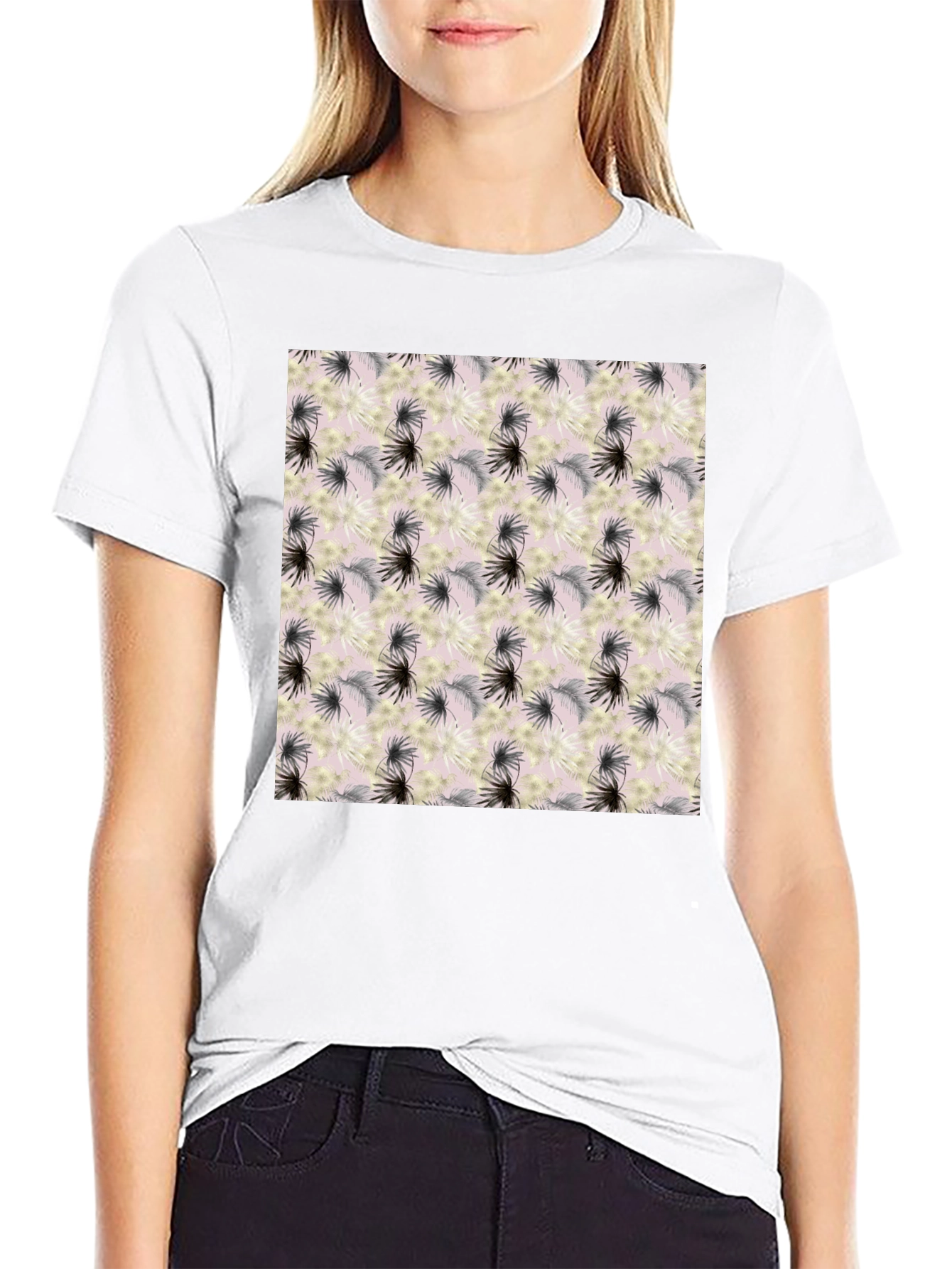 Floral Pattern Crew Neck T-Shirt