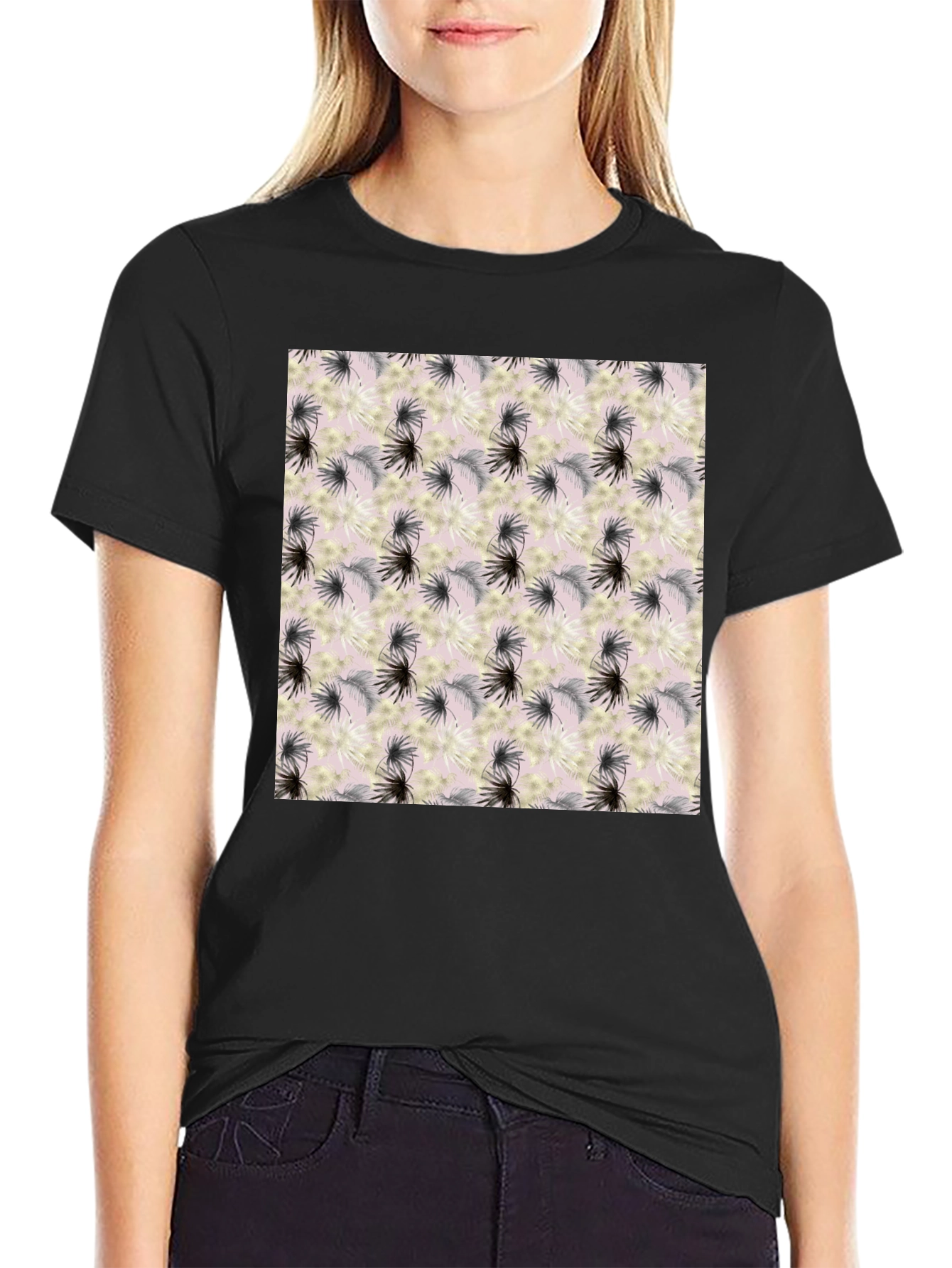 Floral Pattern Crew Neck T-Shirt