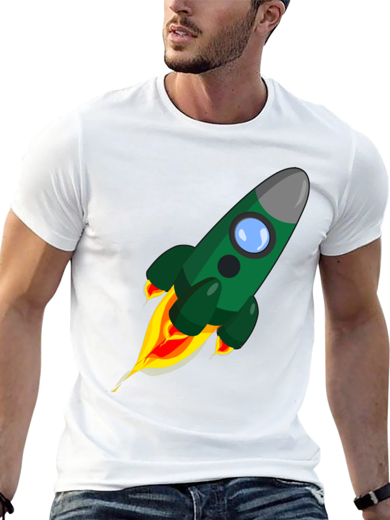 Rocket Launch Graphic Tee - Premium Black Cotton Shirt