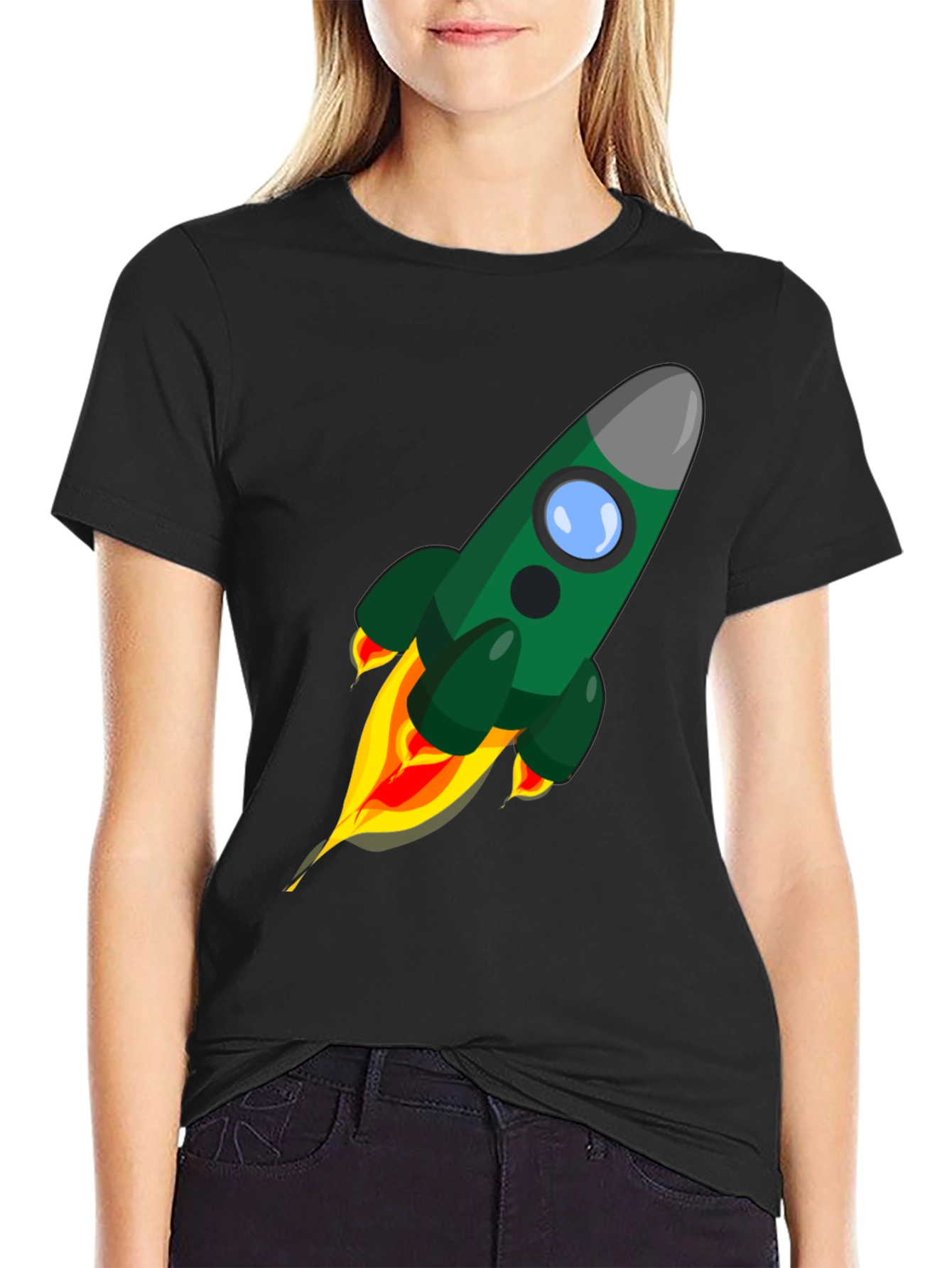 Rocket Launch Graphic Tee - Premium Black Cotton Shirt