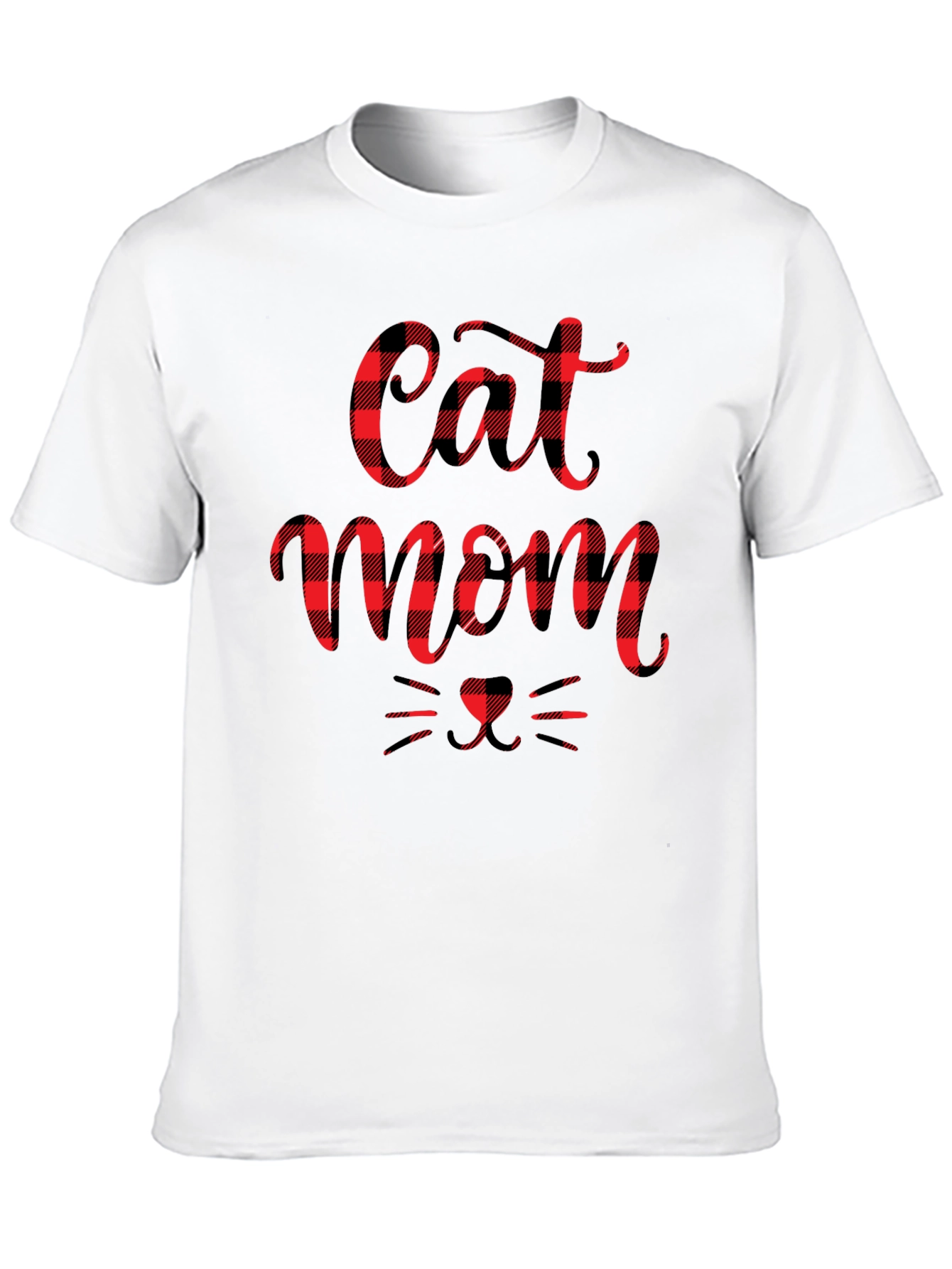 Buffalo Plaid Cat Mom Tee
