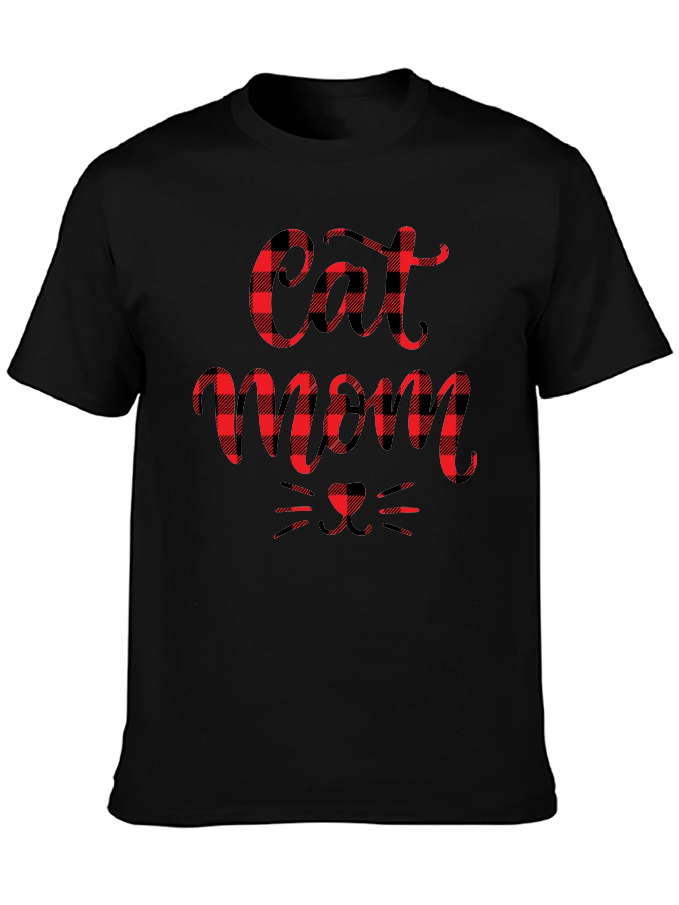 Buffalo Plaid Cat Mom Tee