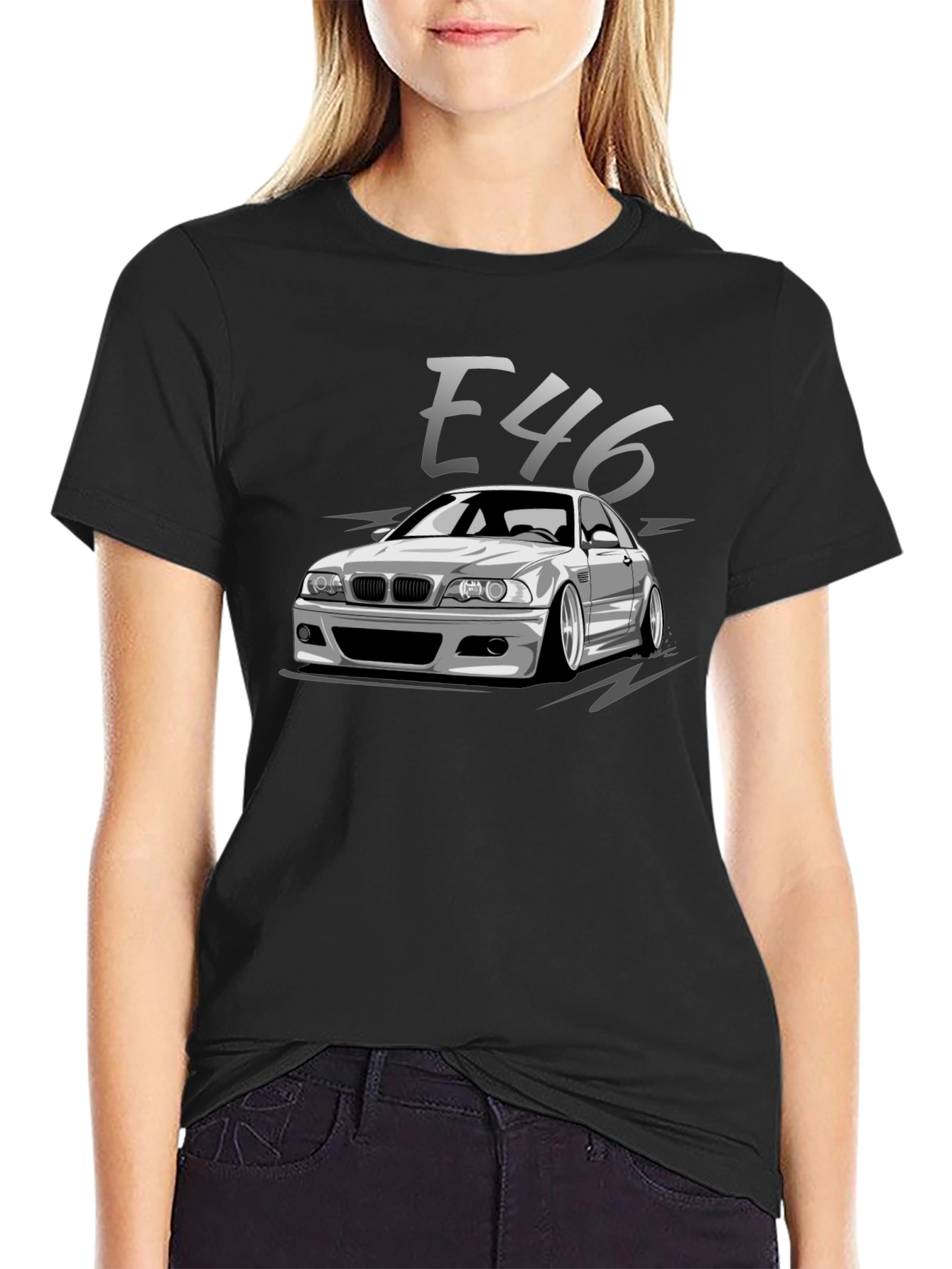 BMW E46 Car Graphic Black T-Shirt