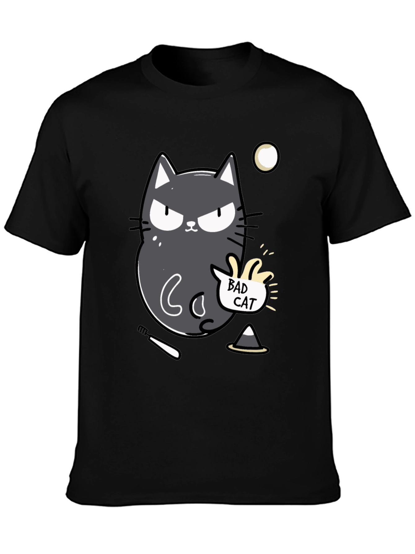 Bad Cat Graphic Tee - Mens Black T-Shirt