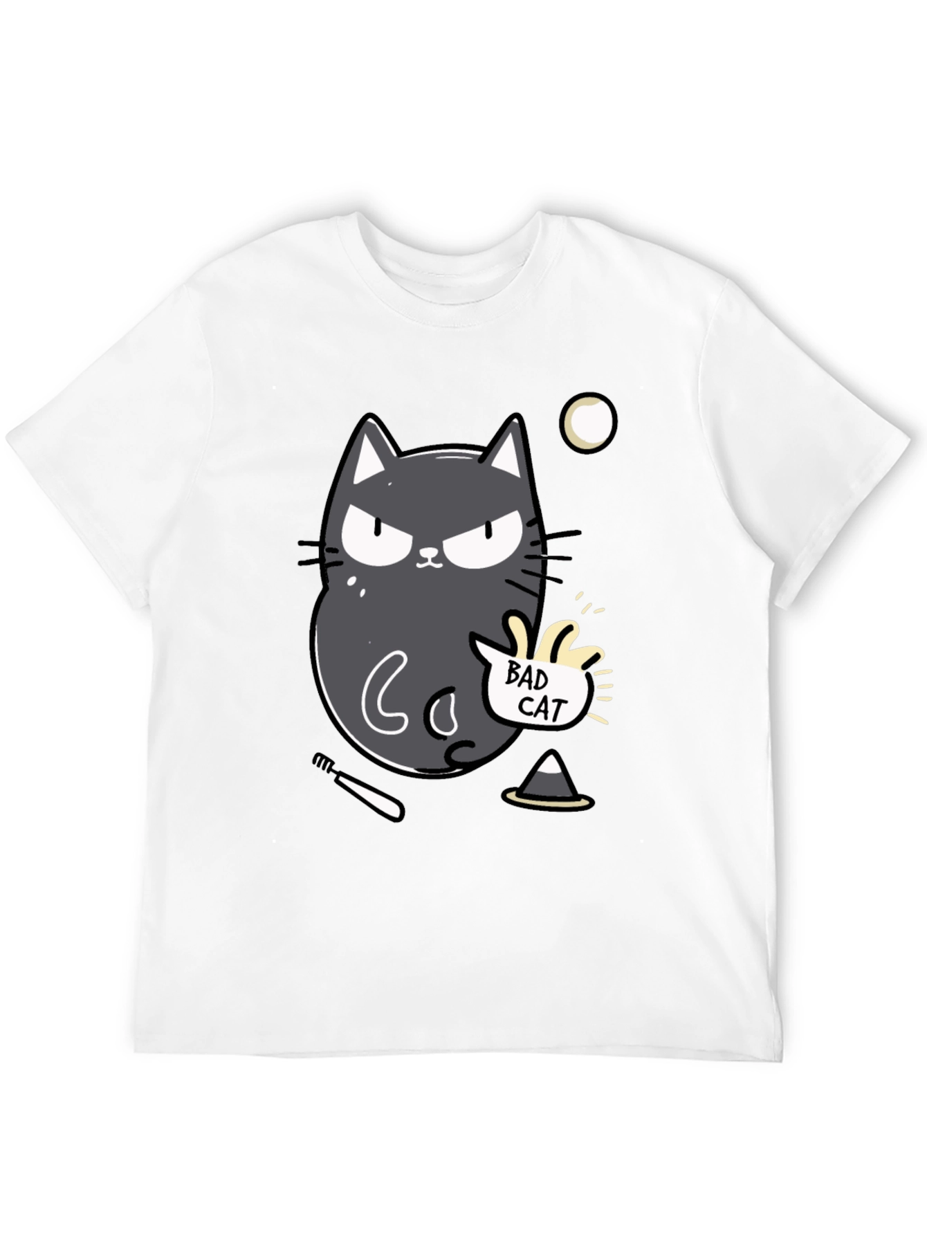 Bad Cat Graphic Tee - Mens Black T-Shirt