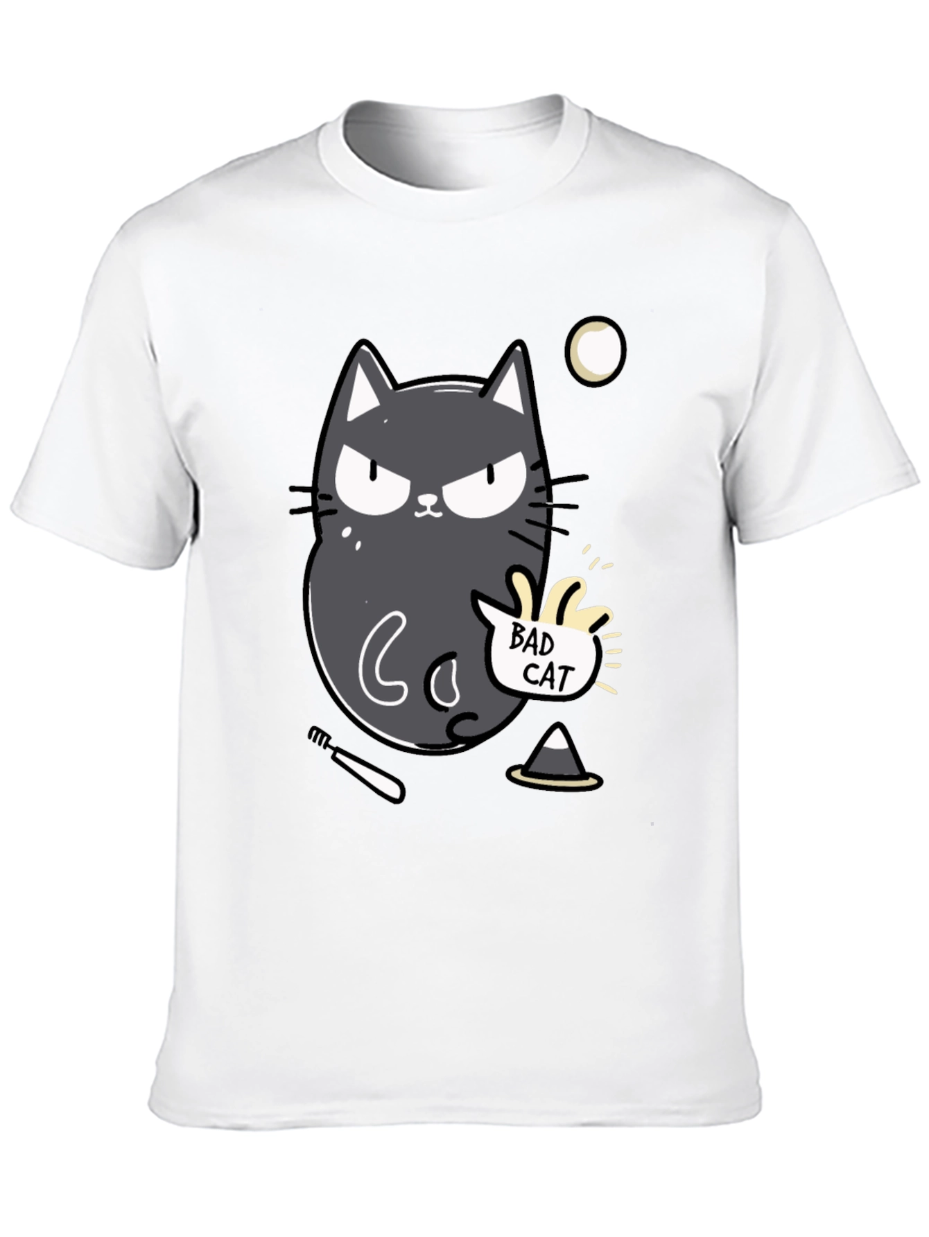 Bad Cat Graphic Tee - Mens Black T-Shirt