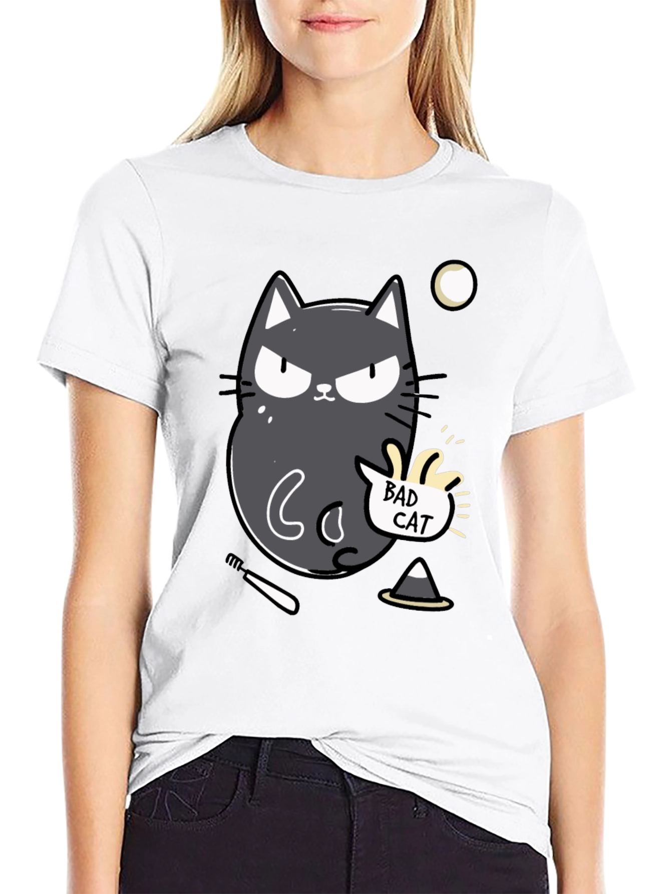 Bad Cat Graphic Tee - Mens Black T-Shirt