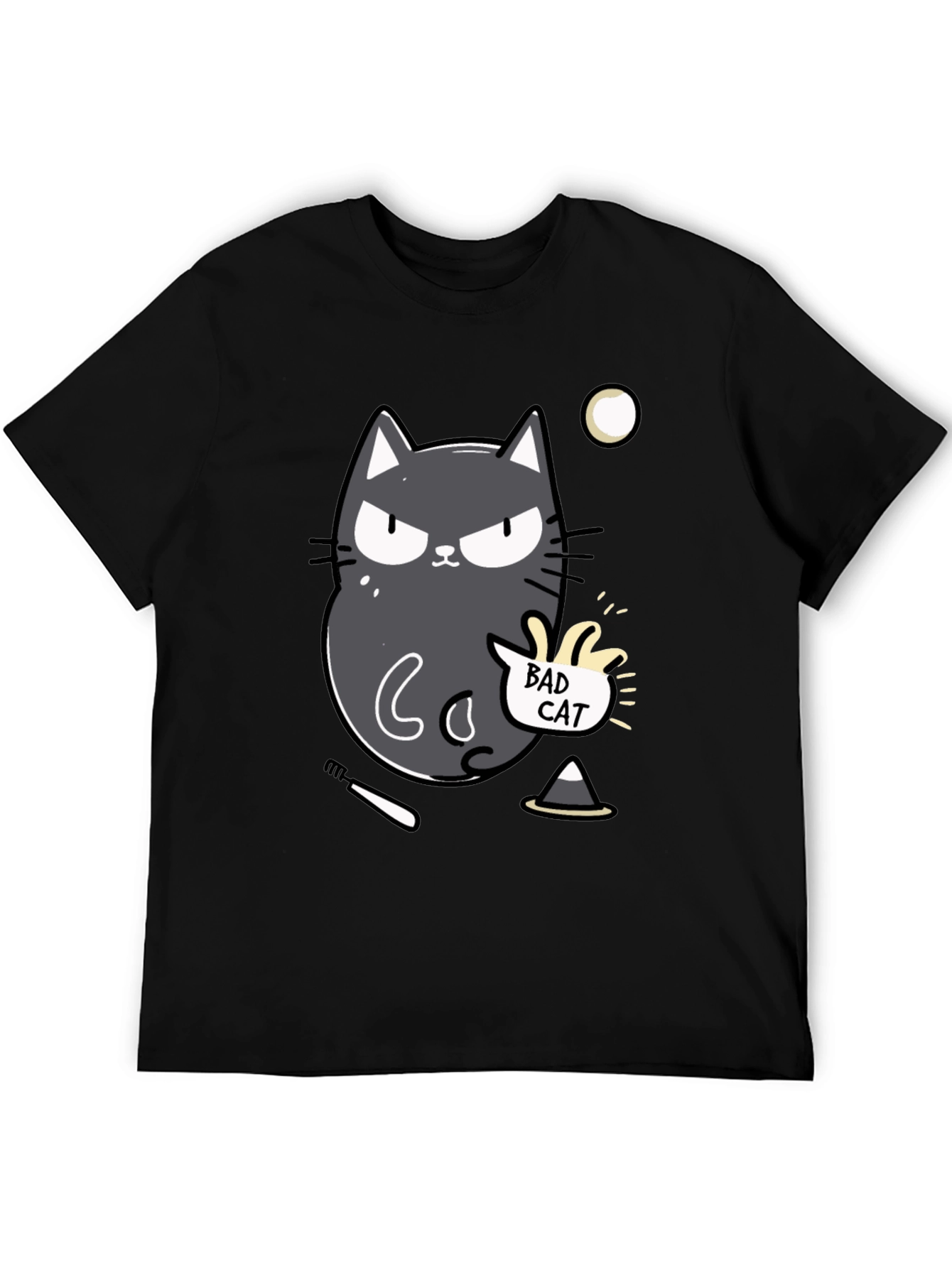 Bad Cat Graphic Tee - Mens Black T-Shirt