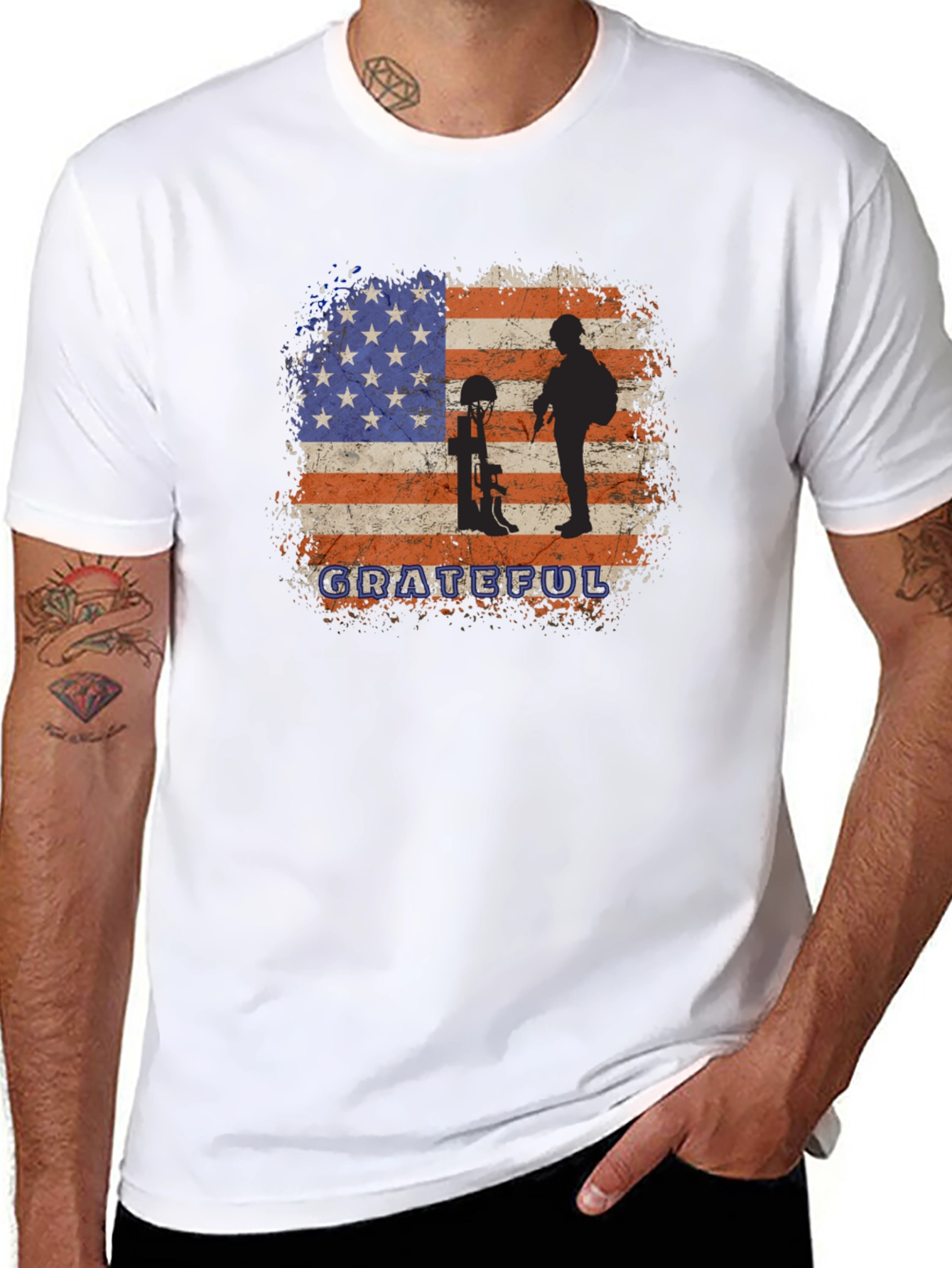 Grateful Veteran American Flag Graphic Tee