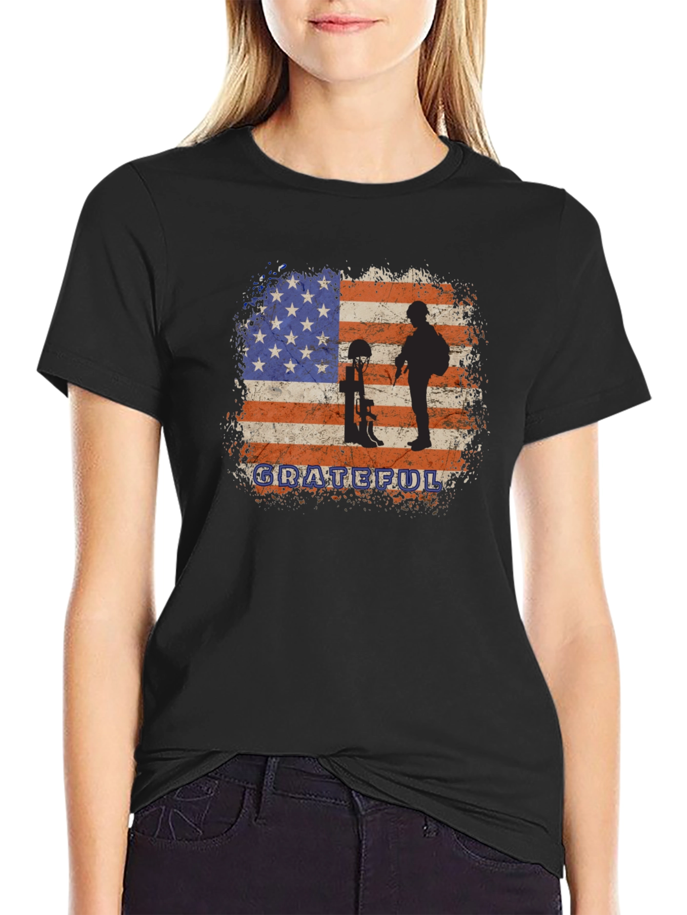 Grateful Veteran American Flag Graphic Tee