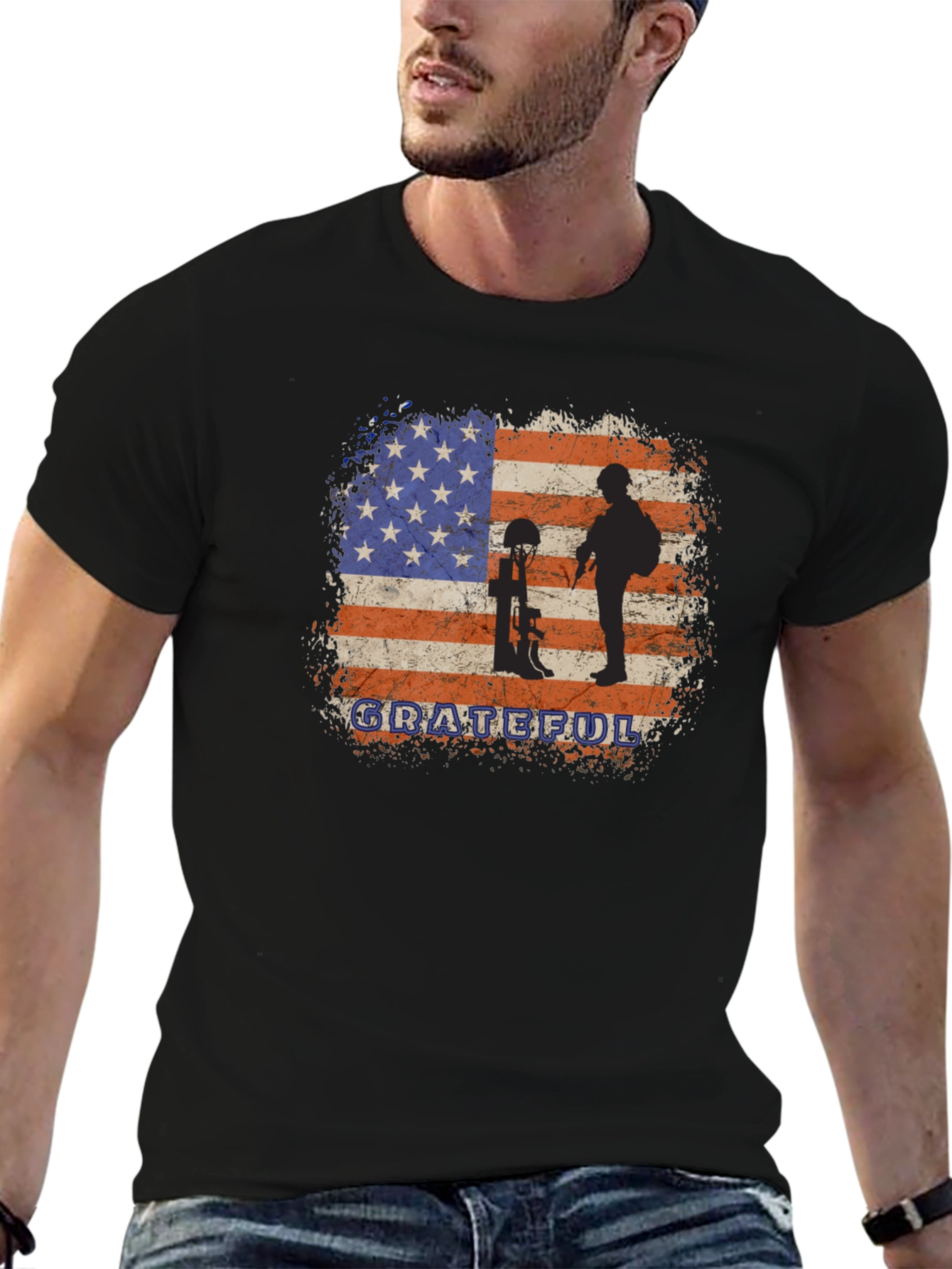 Grateful Veteran American Flag Graphic Tee