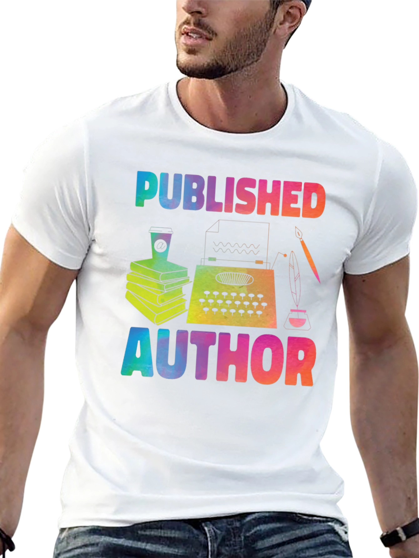 Published Author T-Shirt Rainbow Writer Tee