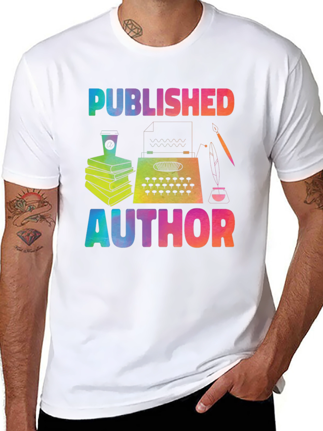Published Author T-Shirt Rainbow Writer Tee