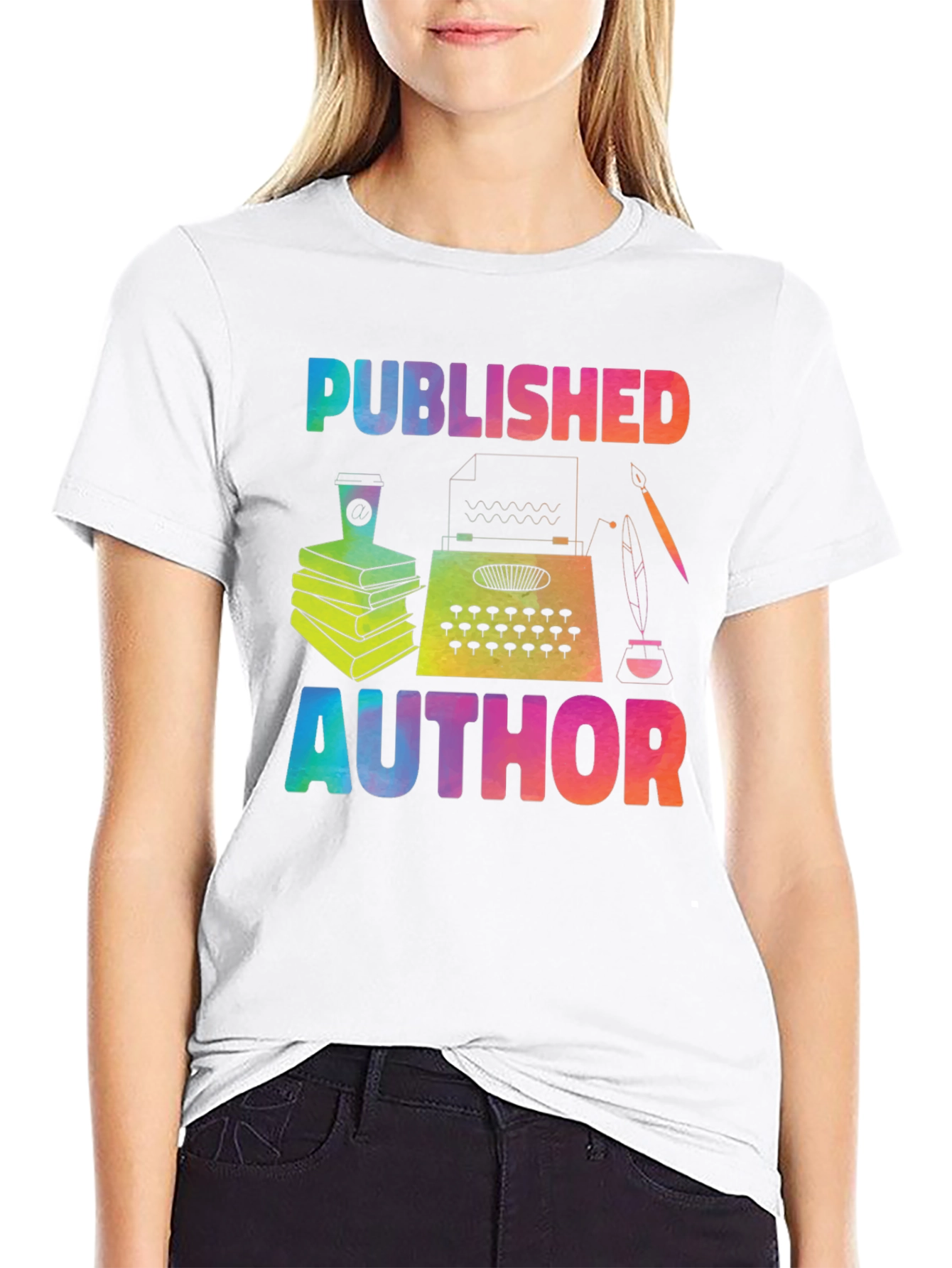 Published Author T-Shirt Rainbow Writer Tee