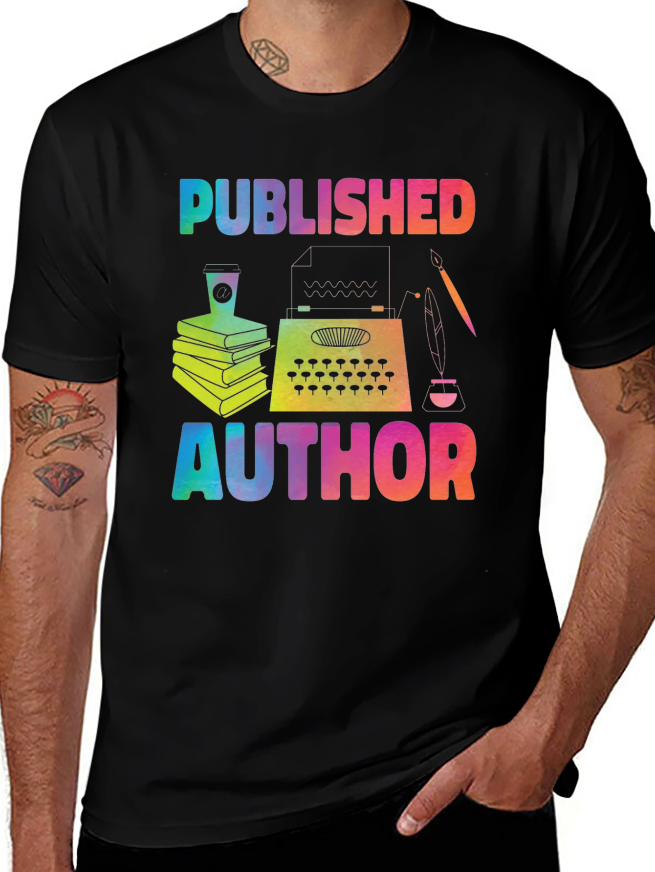 Published Author T-Shirt Rainbow Writer Tee