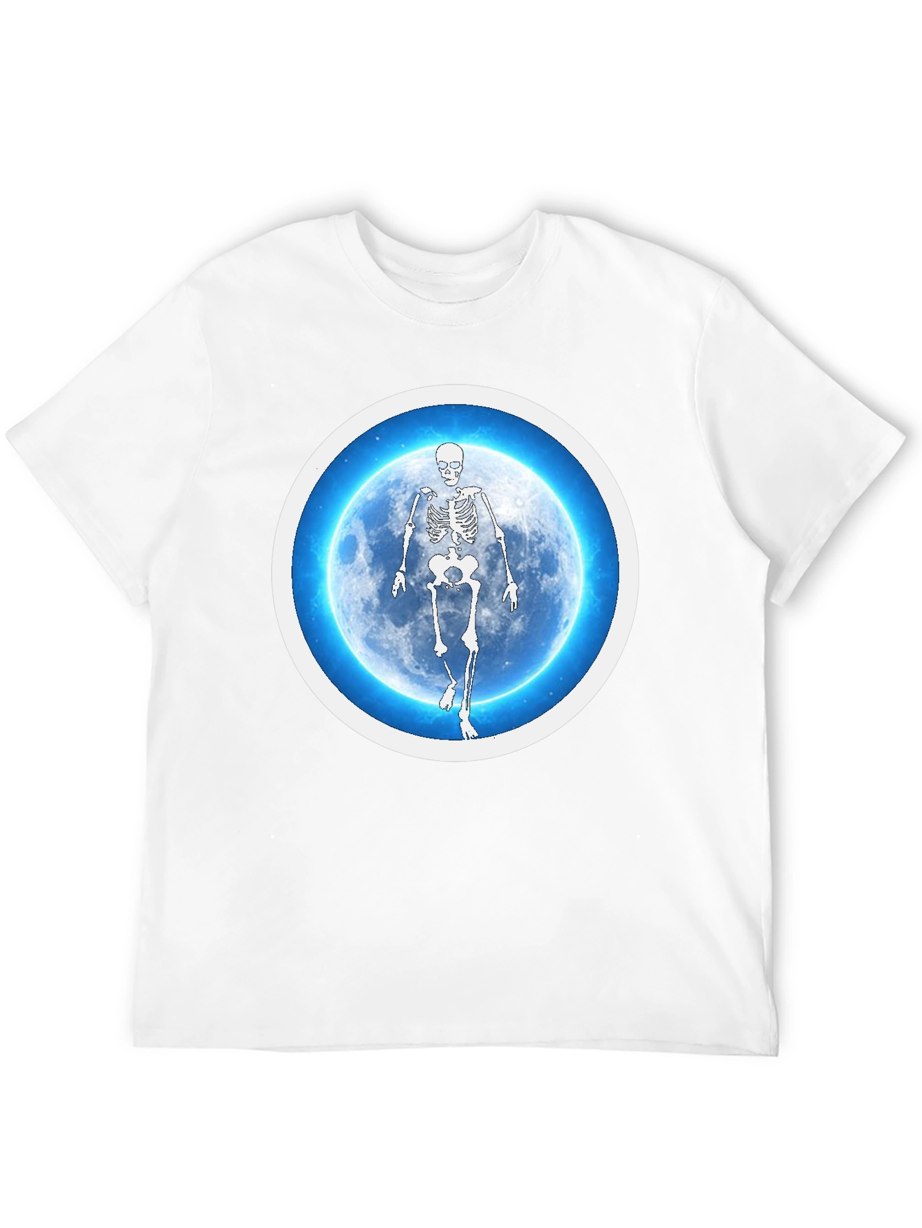 Skeleton Moon Graphic Tee - Black Cotton Blend