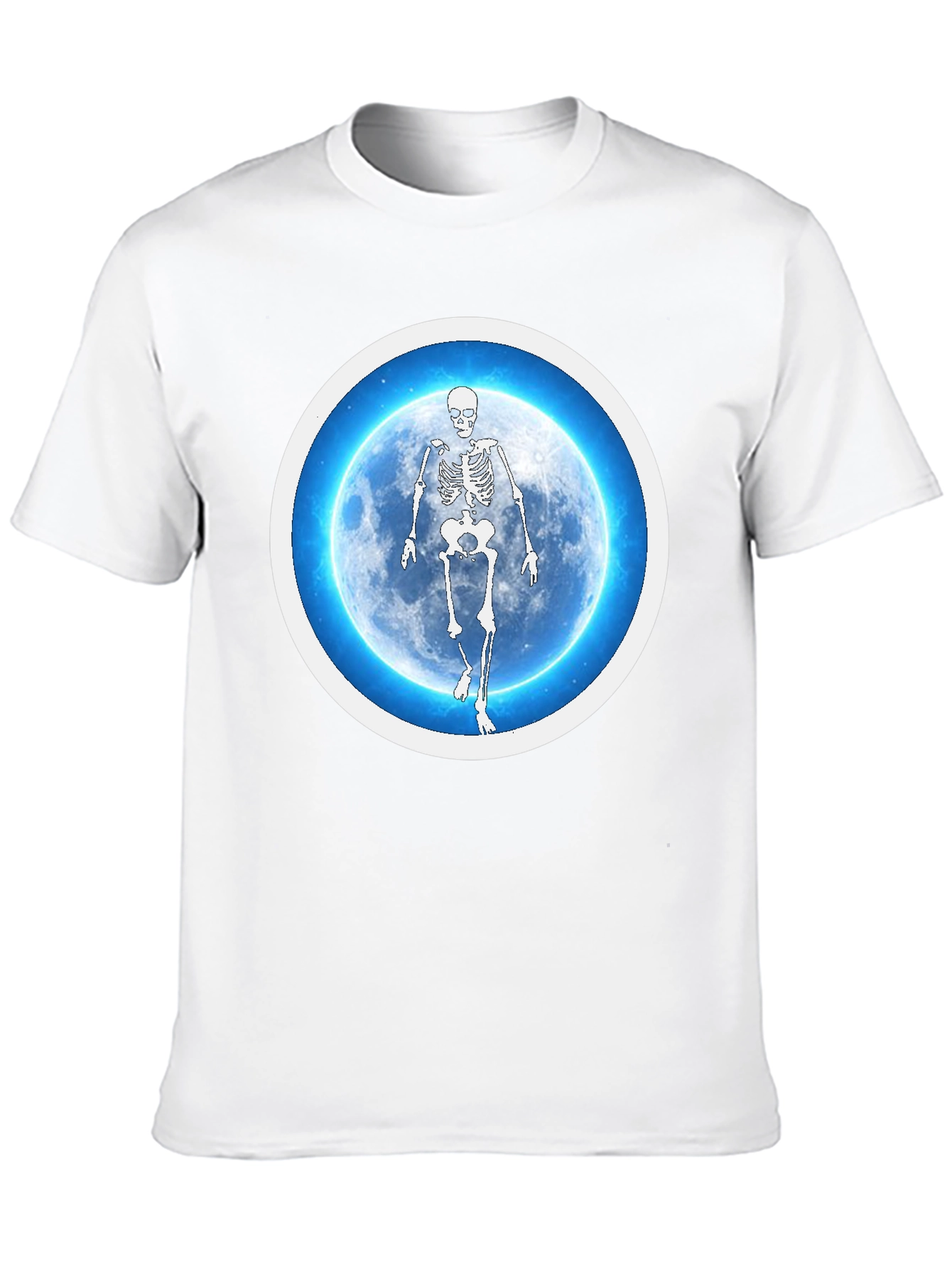 Skeleton Moon Graphic Tee - Black Cotton Blend