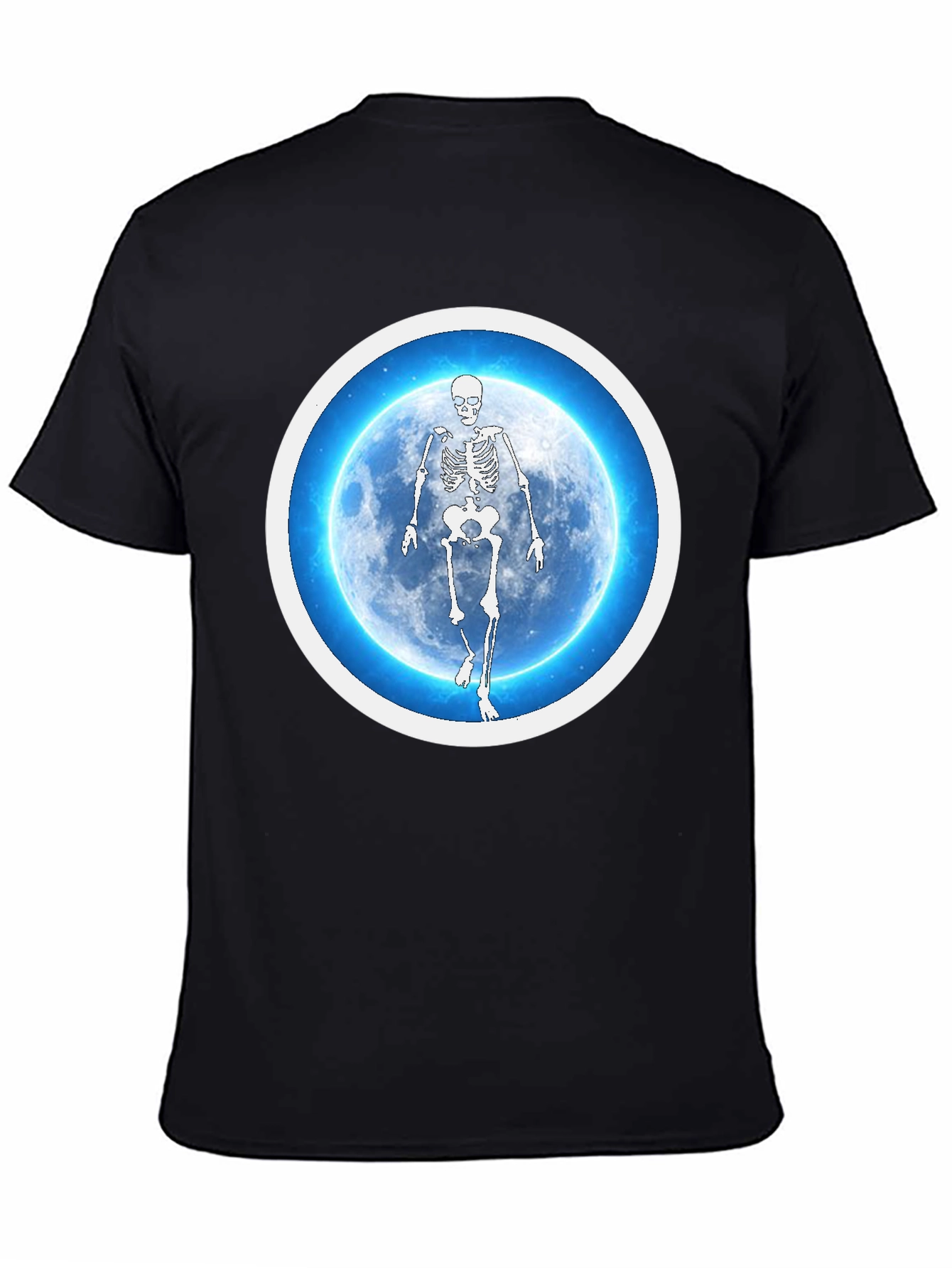 Skeleton Moon Graphic Tee - Black Cotton Blend
