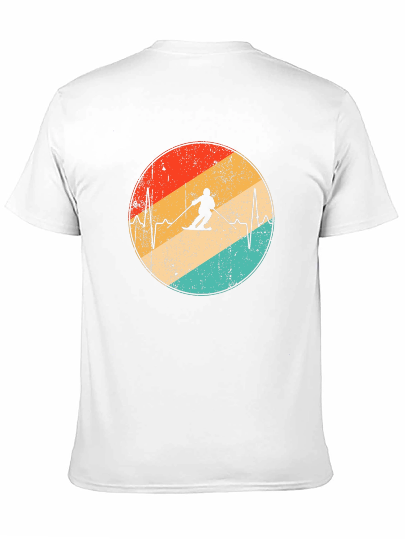 Retro Skiing Heartbeat T-Shirt