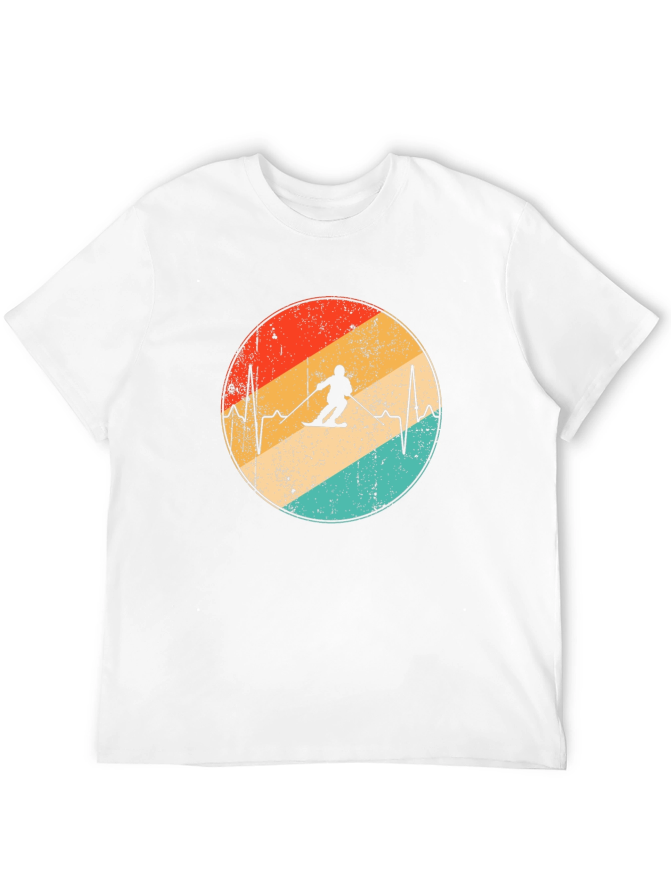 Retro Skiing Heartbeat T-Shirt