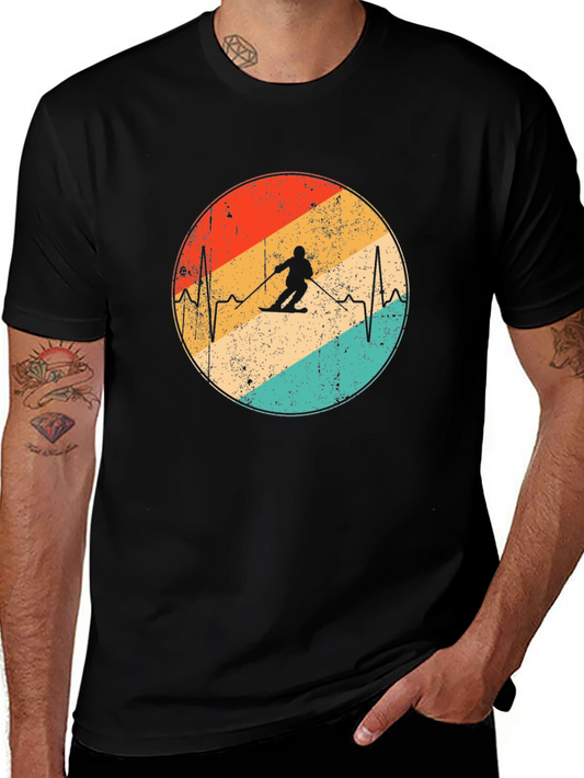 Retro Skiing Heartbeat T-Shirt