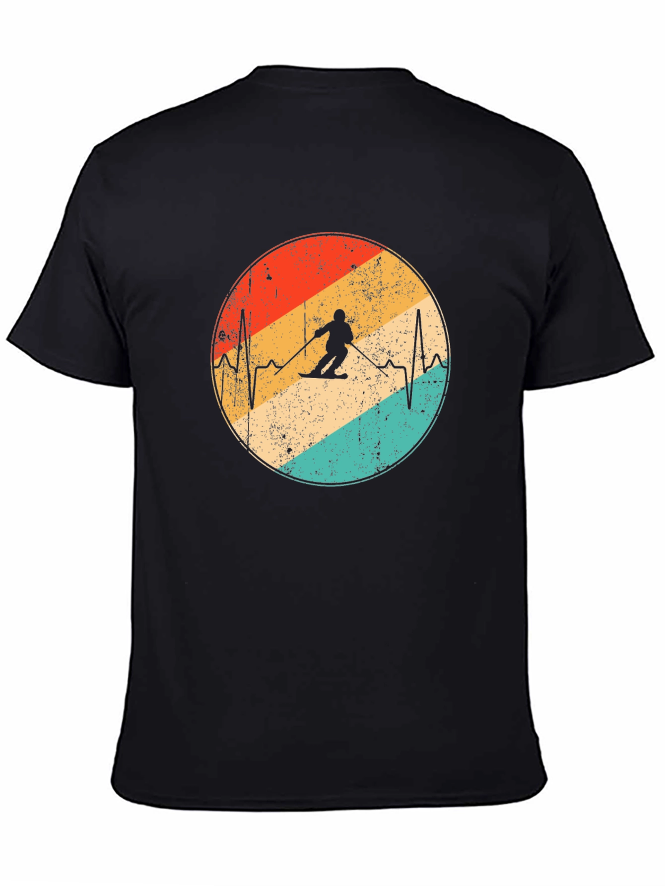 Retro Skiing Heartbeat T-Shirt