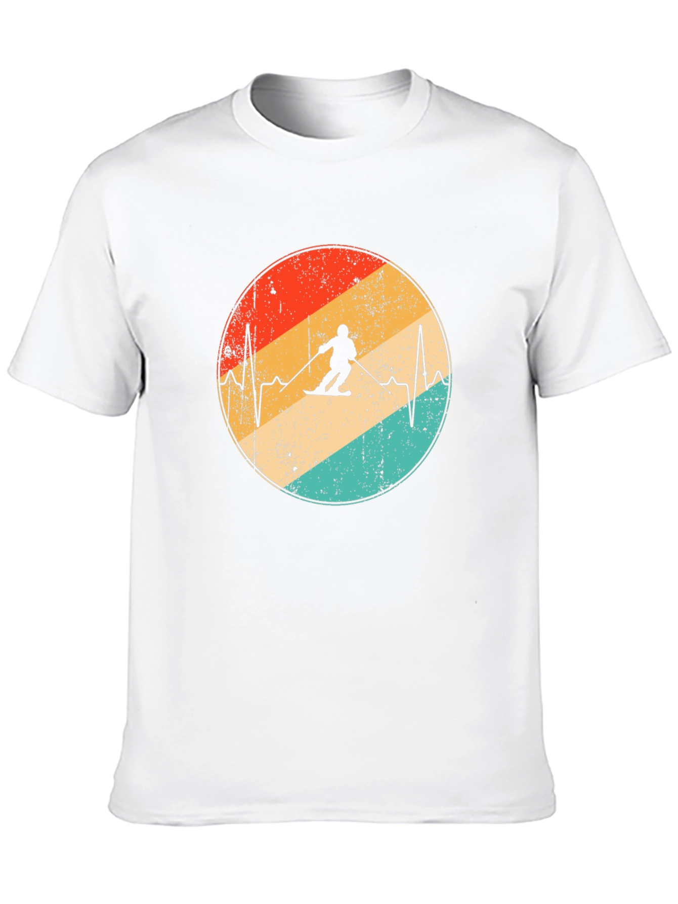 Retro Skiing Heartbeat T-Shirt