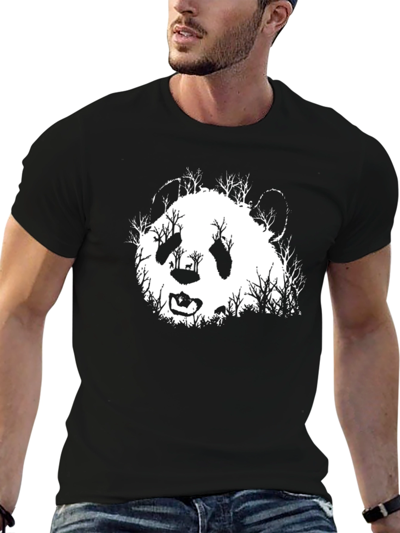 Panda Forest Graphic Tee - Black