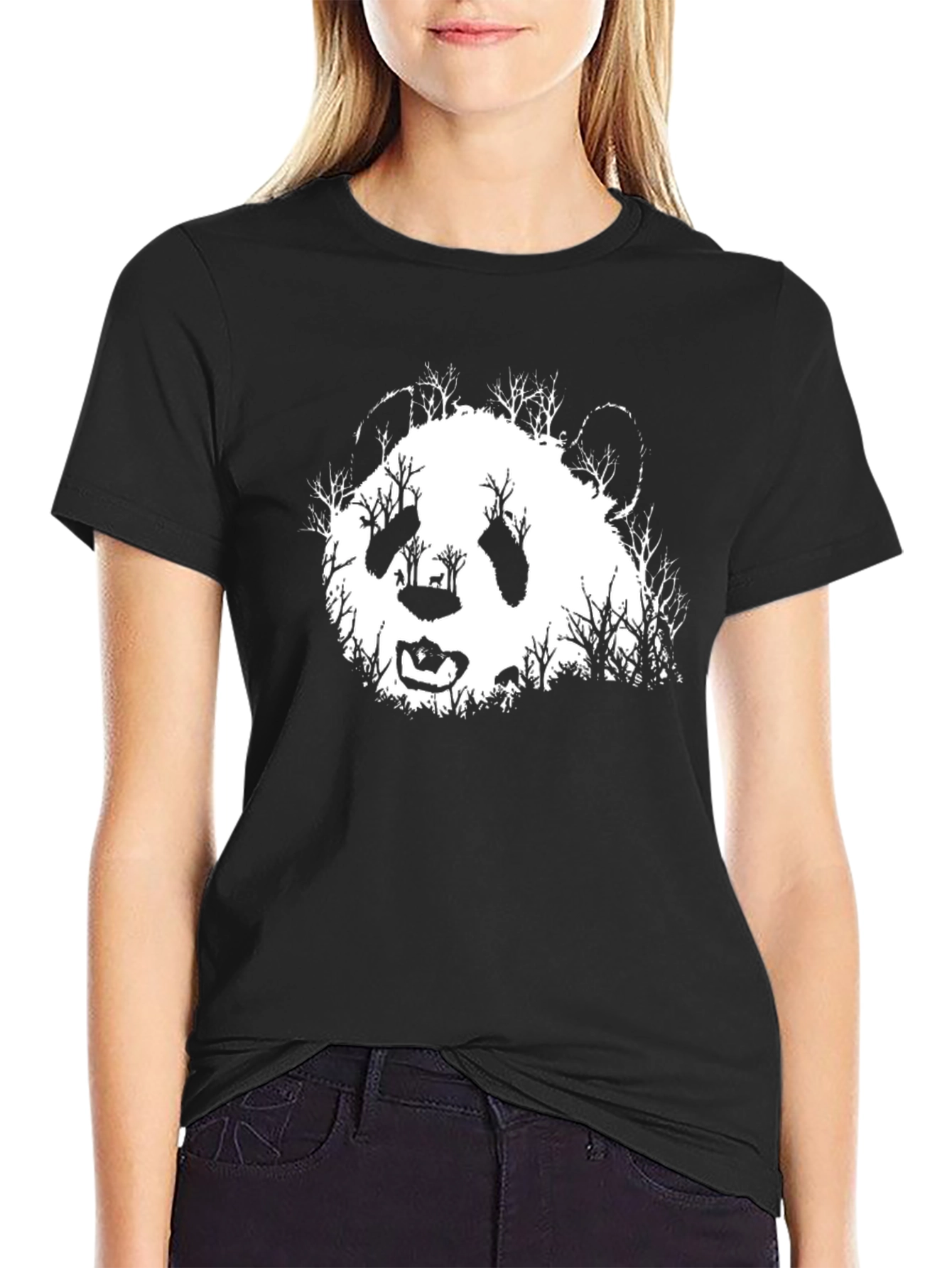Panda Forest Graphic Tee - Black