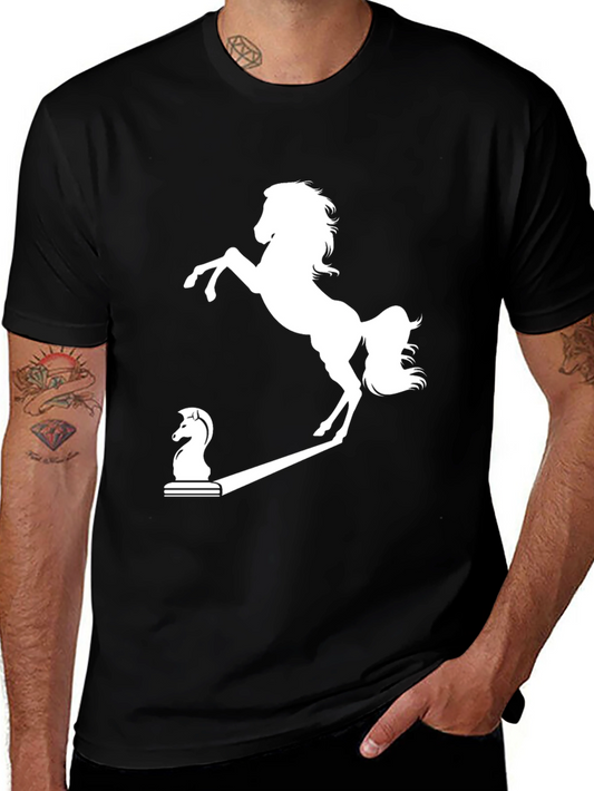 Chess Knight to Prancing Horse Black T-Shirt