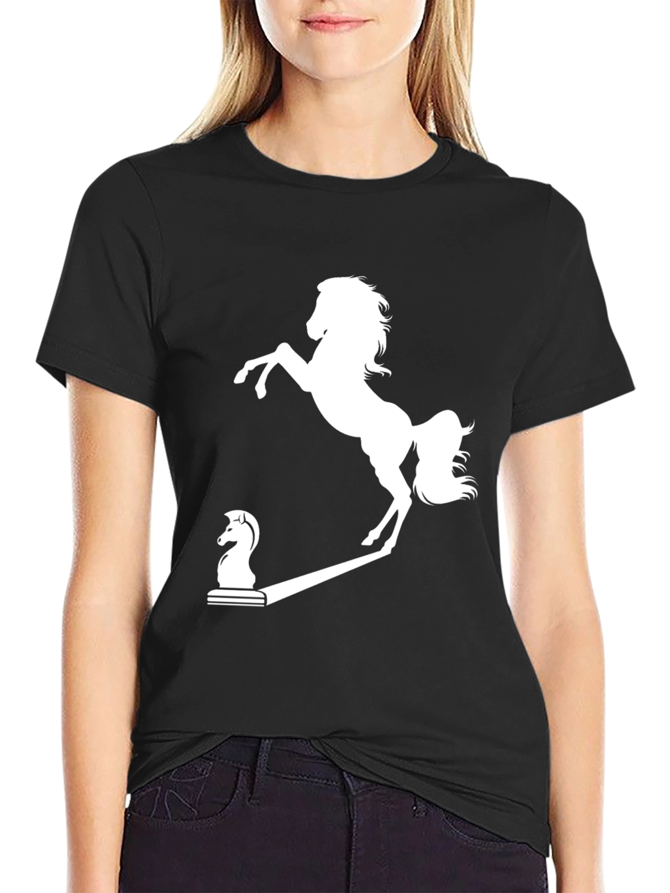 Chess Knight to Prancing Horse Black T-Shirt