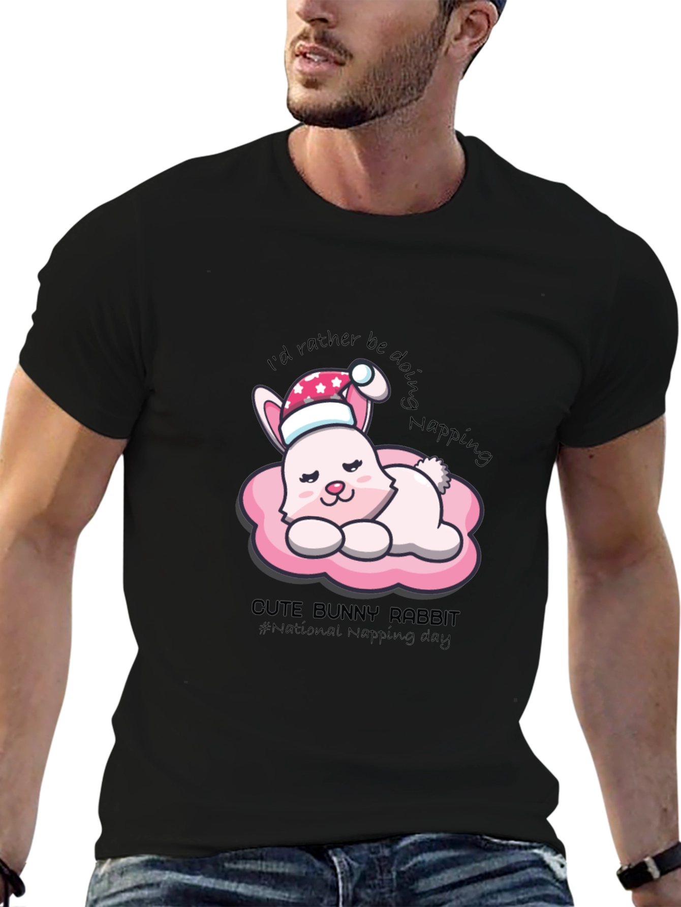 Cute Bunny Napping T-Shirt - National Napping Day