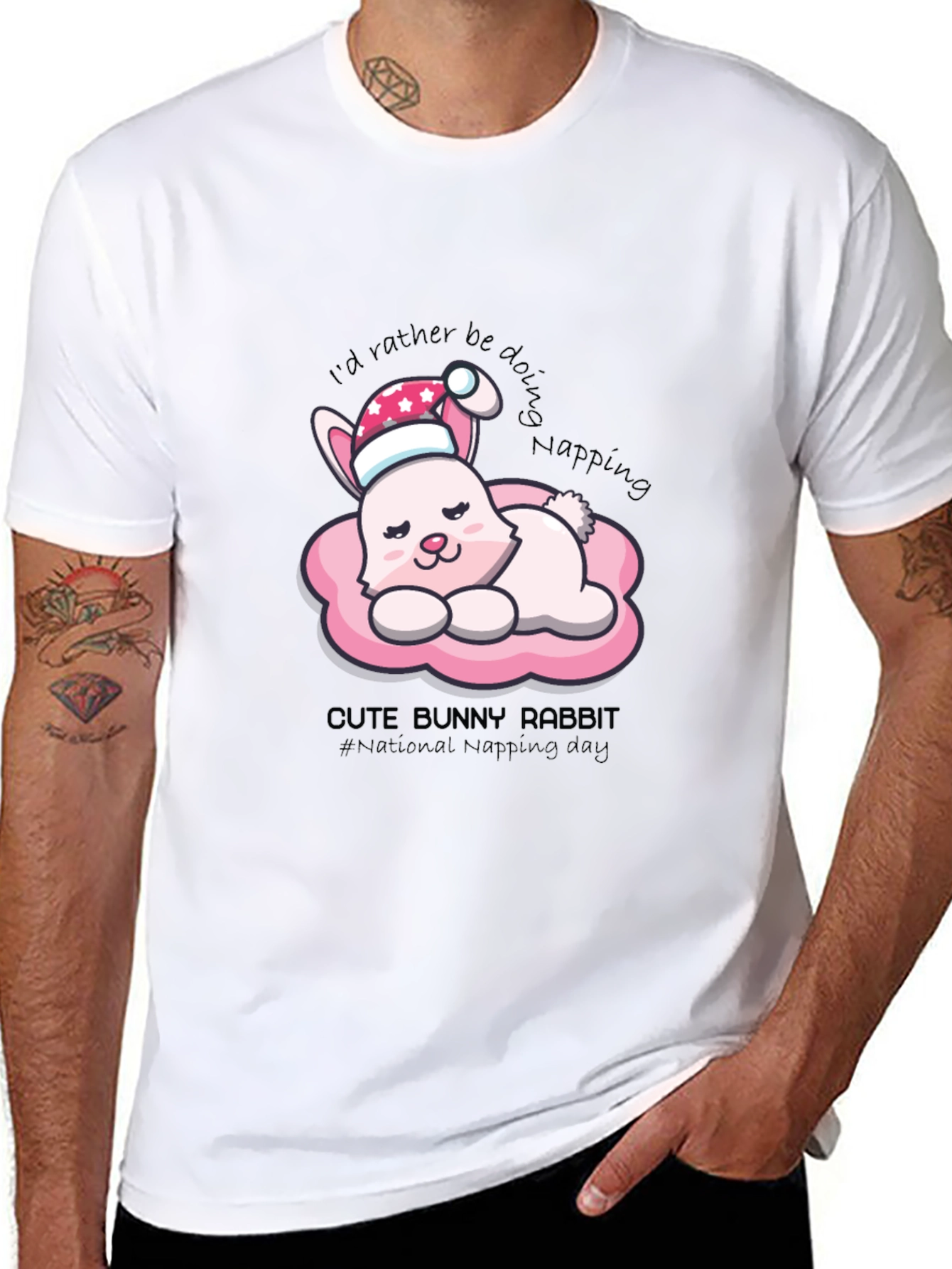 Cute Bunny Napping T-Shirt - National Napping Day