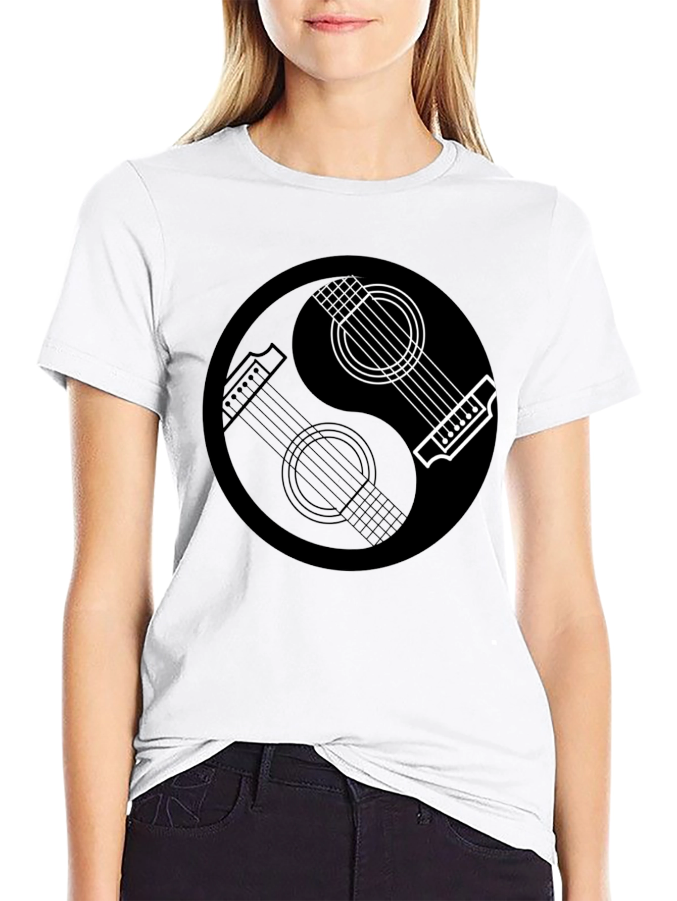 Yin Yang Guitar Graphic Tee - Musical Balance T-Shirt