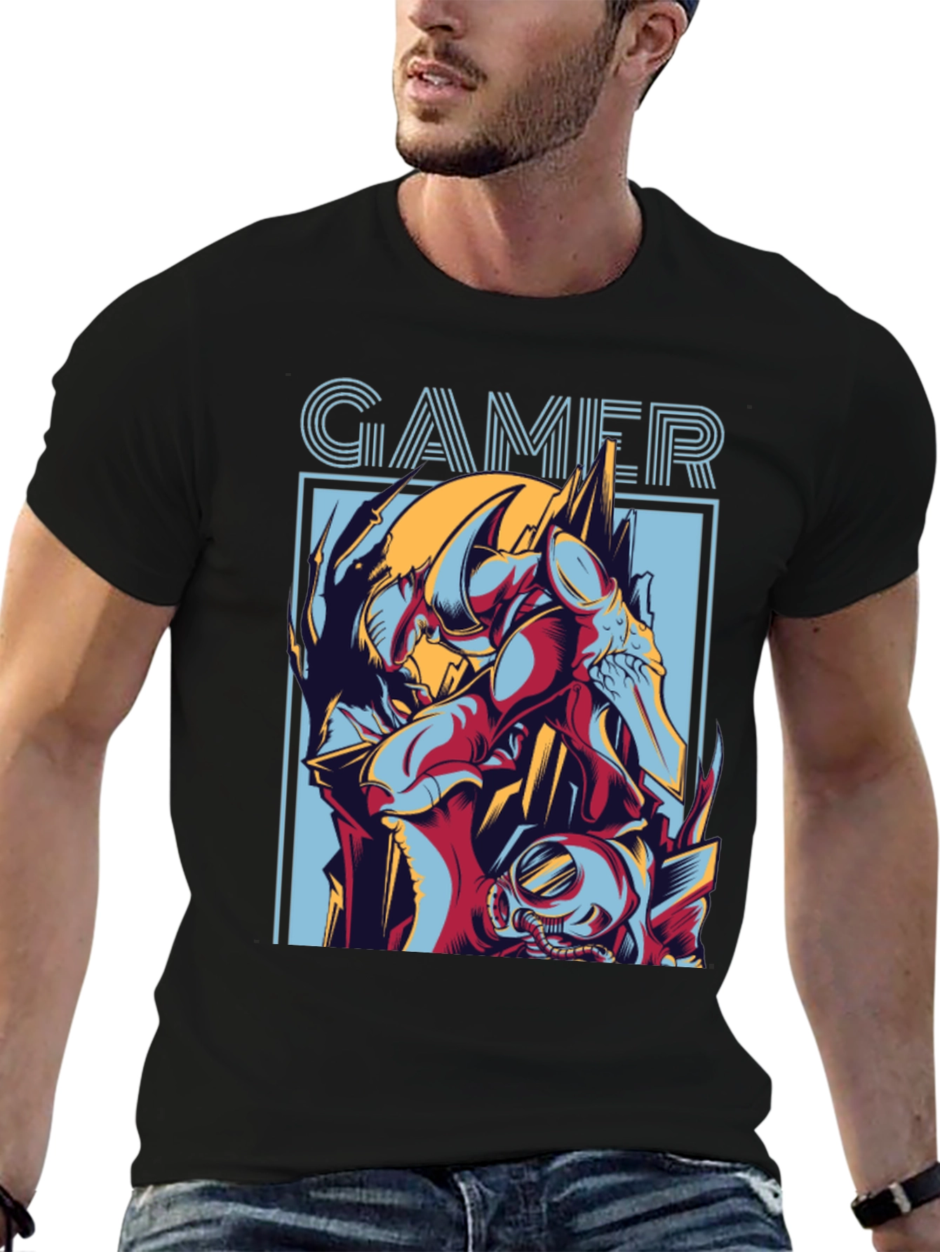 Gamer Graphic Print T-Shirt - Black