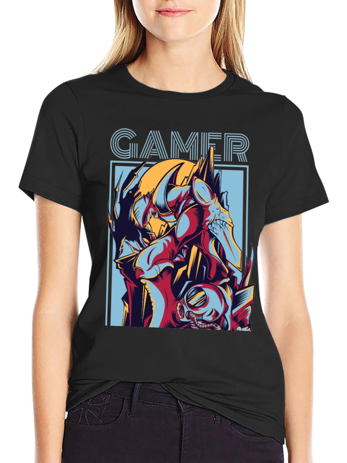 Gamer Graphic Print T-Shirt - Black