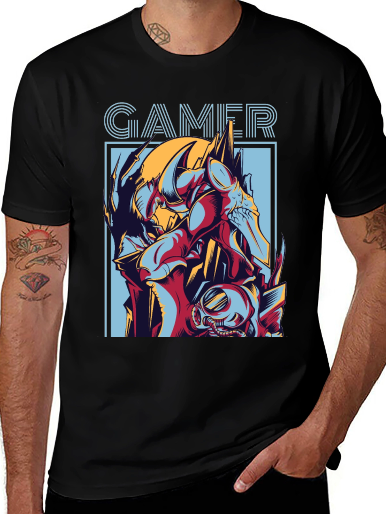Gamer Graphic Print T-Shirt - Black