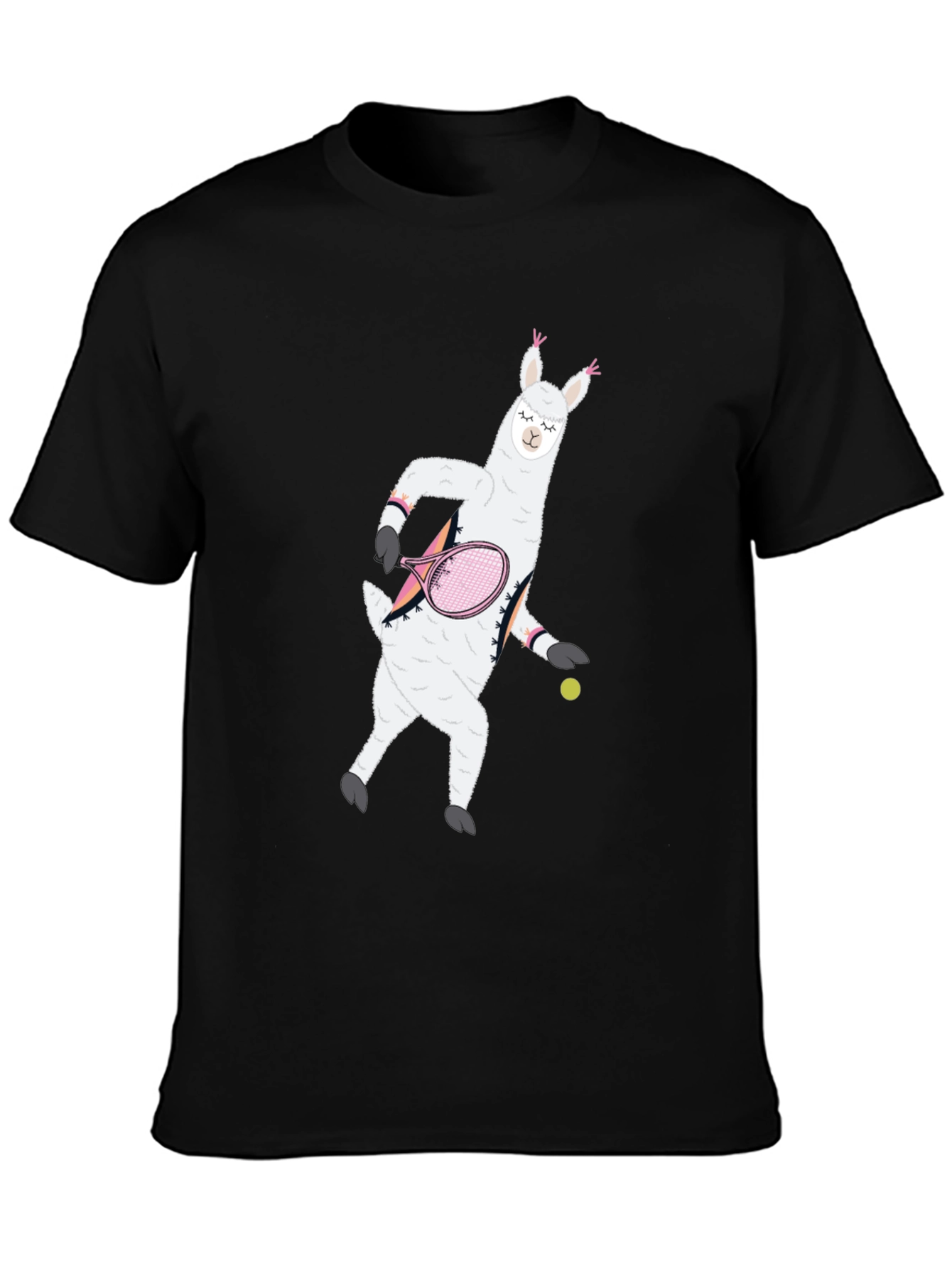 Llama Tennis Black T-Shirt