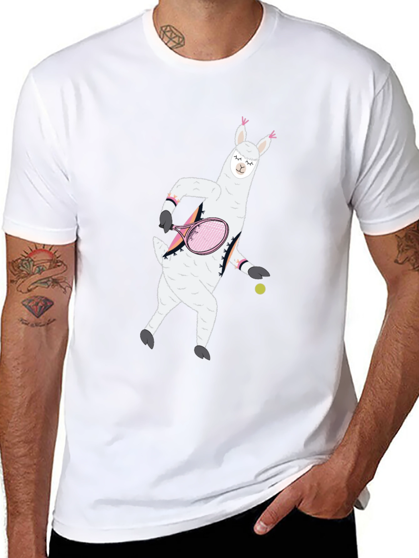 Llama Tennis Black T-Shirt