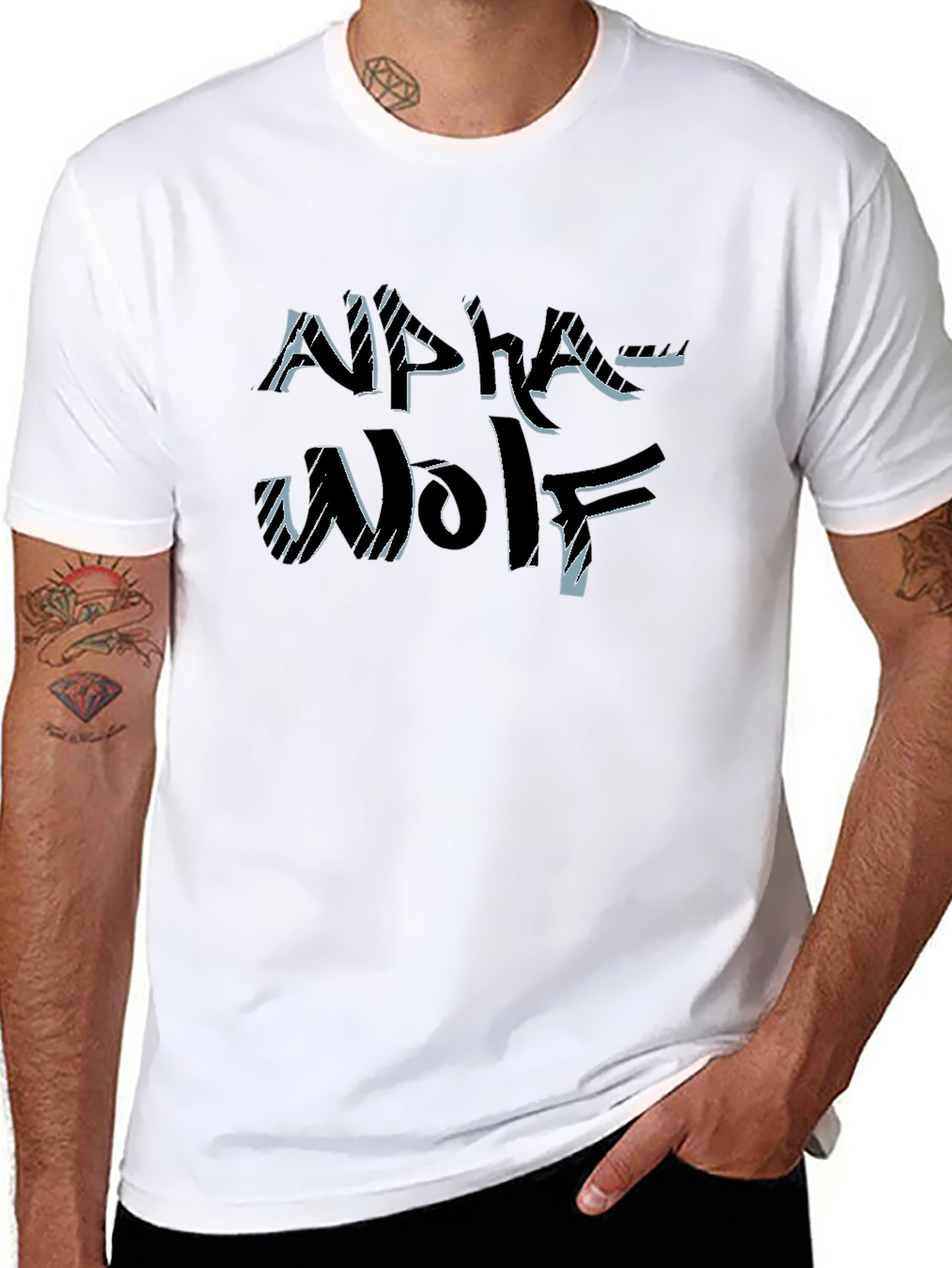 Alpha Wolf Graphic Tee - Black Cotton T-Shirt