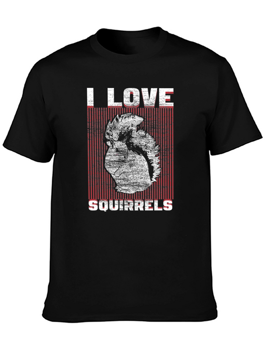I Love Squirrels Graphic T-Shirt - Black