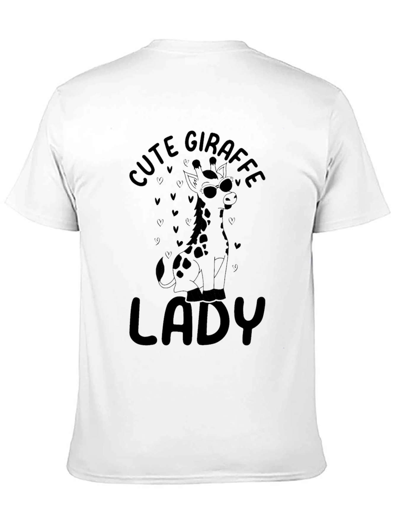 Cute Giraffe Lady Black T-Shirt