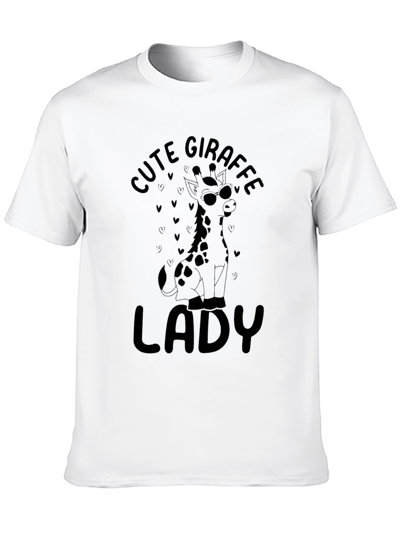 Cute Giraffe Lady Black T-Shirt